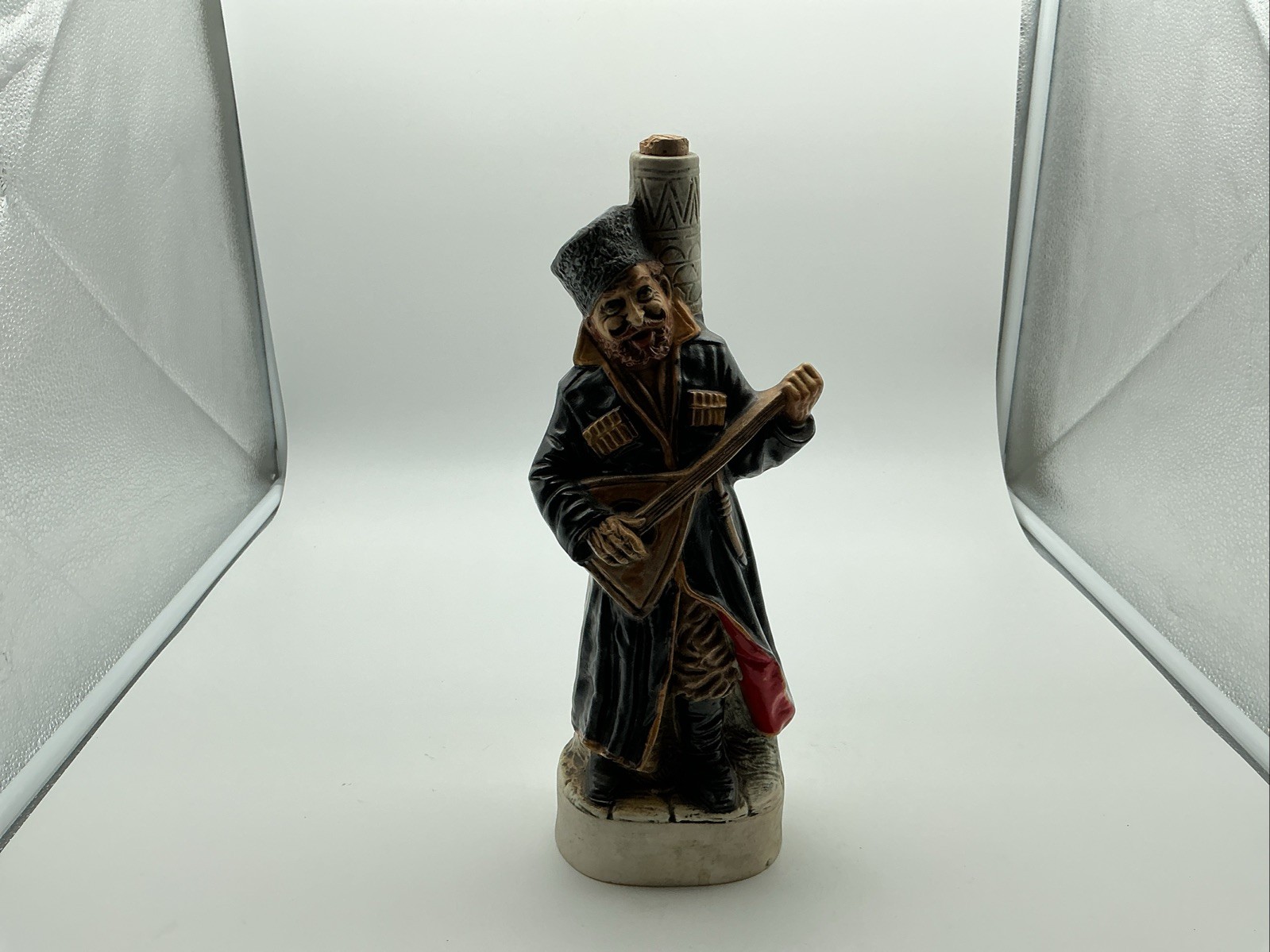 Vintage Garner Liqueurs Cossack Balalaika Musician Figural Bottle Italy 12.5”