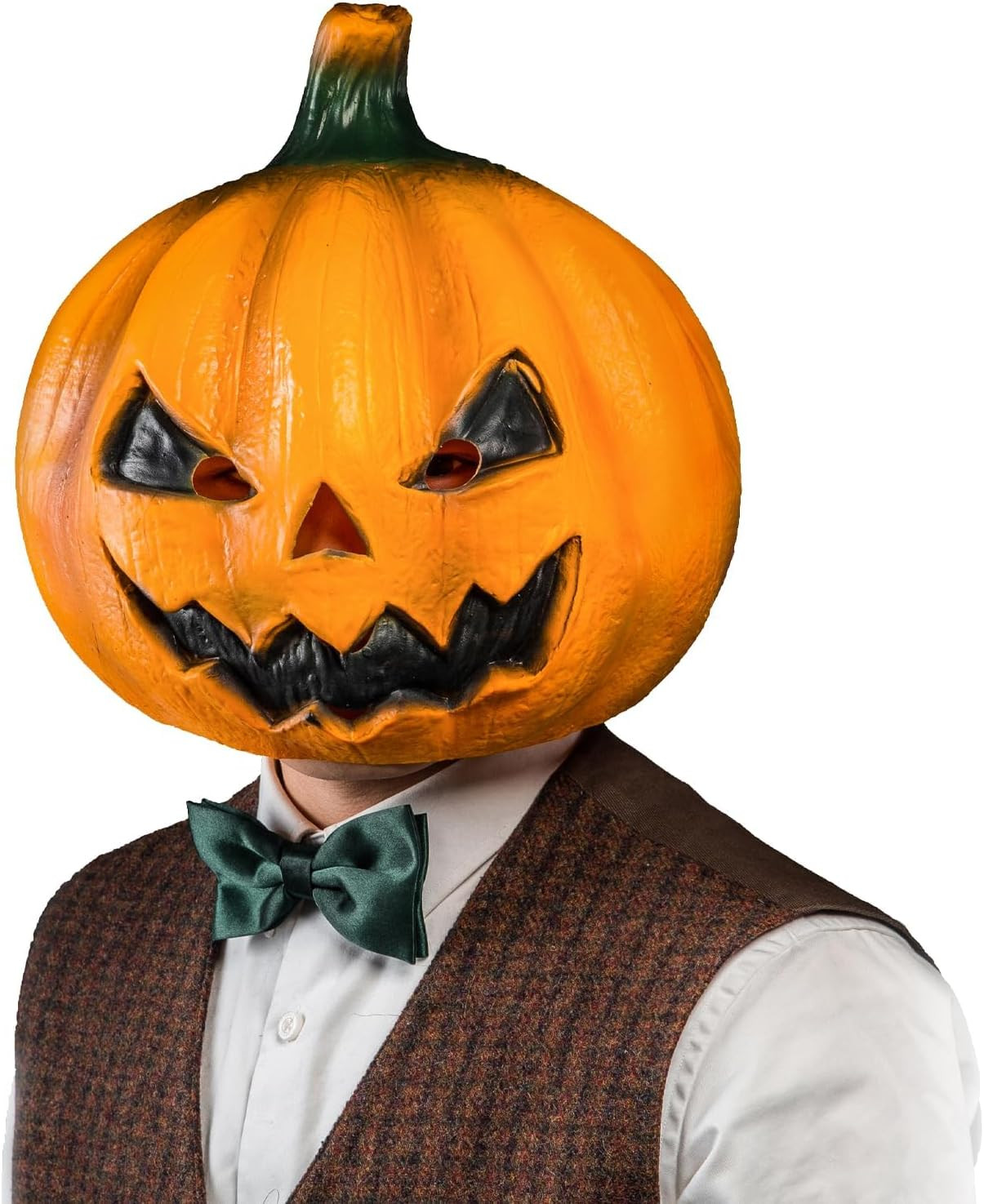 Jack-O-Lantern Pumpkin Mask for Adults, Natural Latex Pumpkin