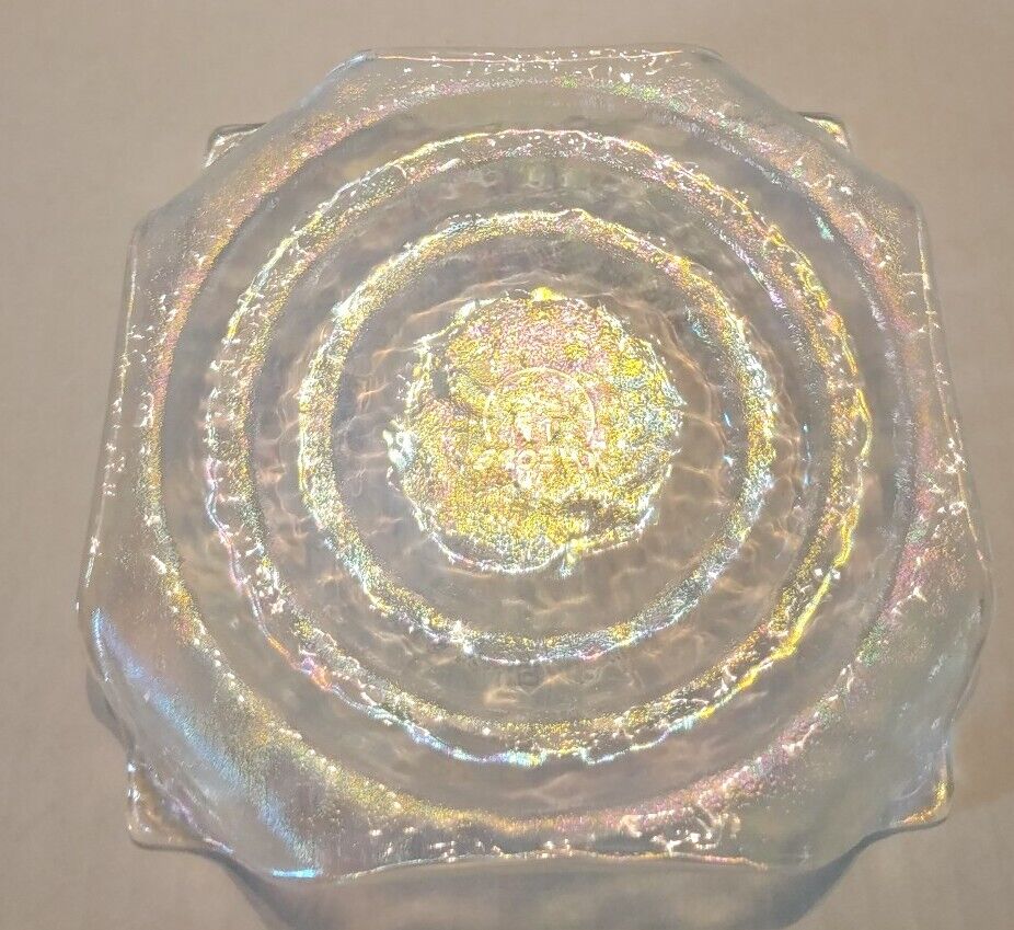 KHEOPS International Iridescent Art Glass Footed Candle Plate 5x5\