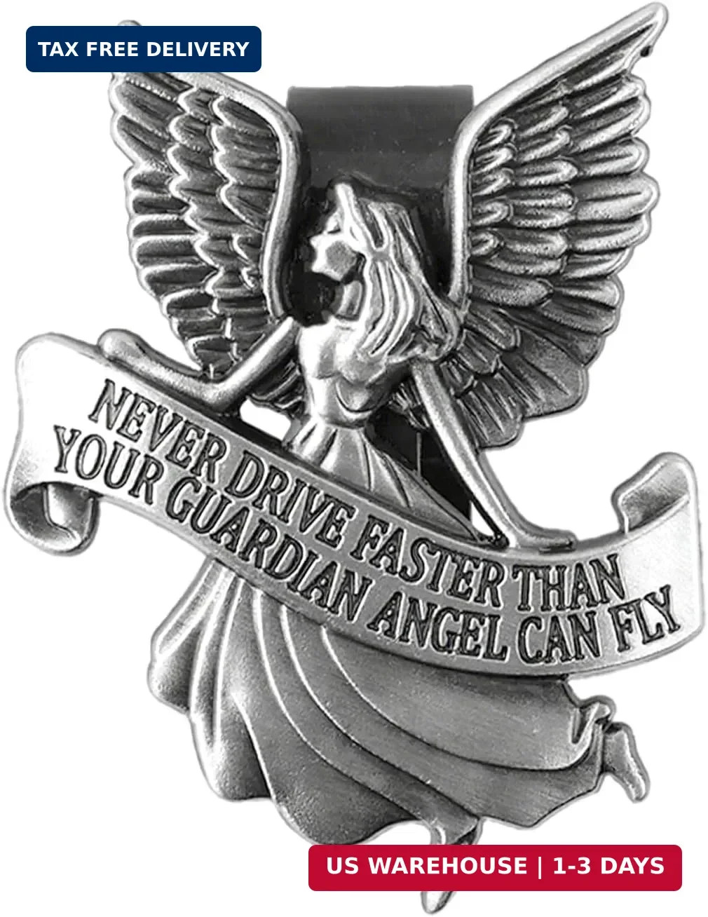 3D Guardian Angel Visor Clips for Cars,Exquisite Metal Guardian Angel for Car Vi