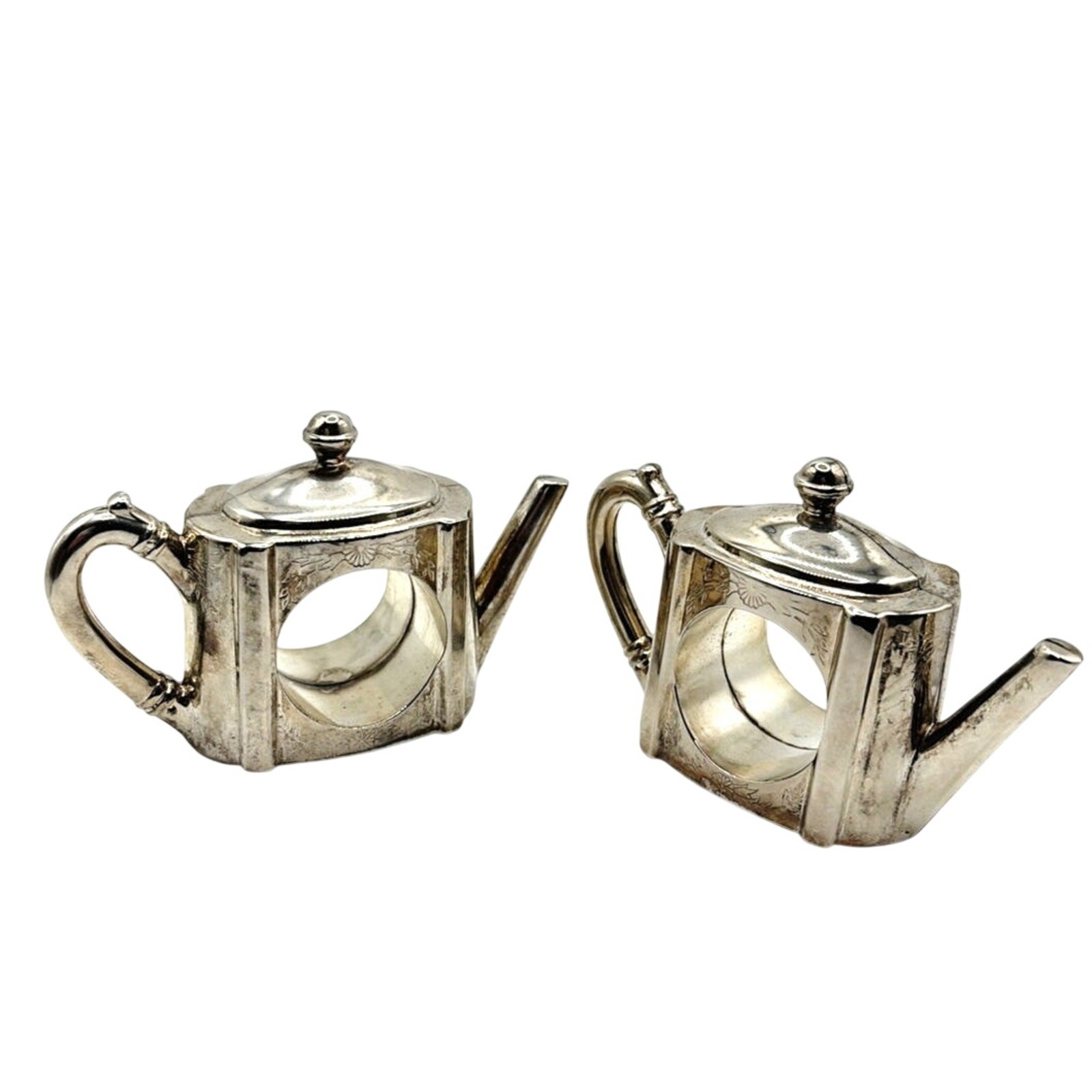 Godinger Silver Co- Teapot Napkins Ring Holder set of 2