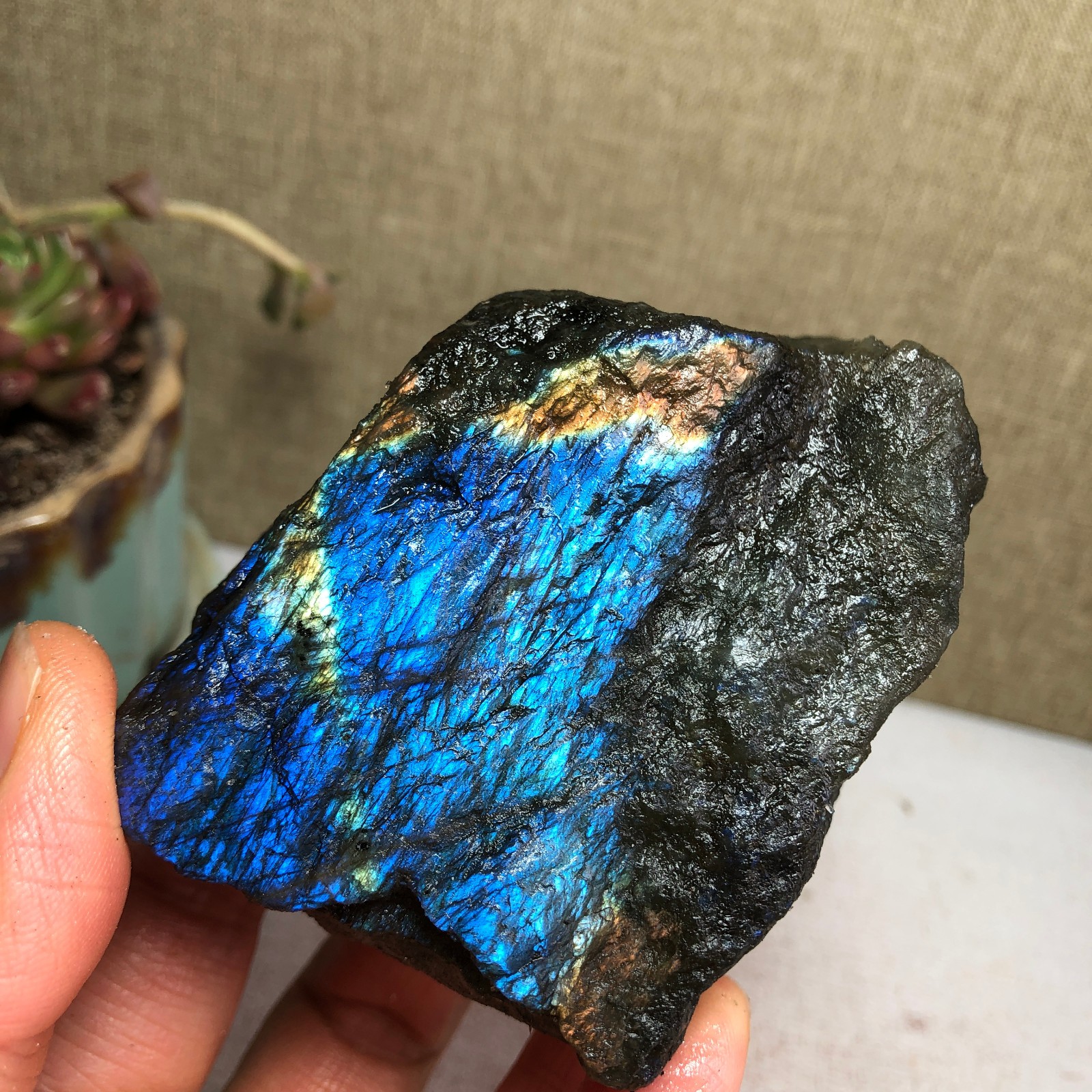 71mm Natural Labradorite Crystal gemstone rough original Specimen 319g A3428