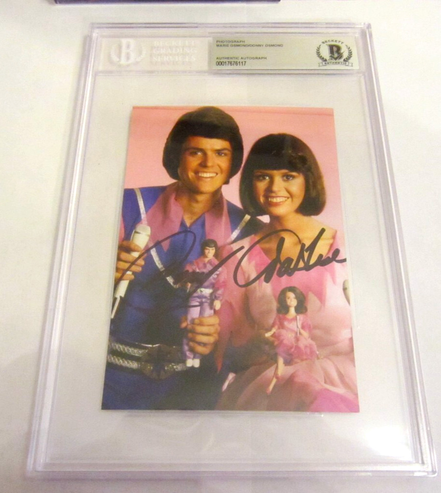Donnie & Marie Osmond dual signed autographed 4x6 photo Beckett BAS