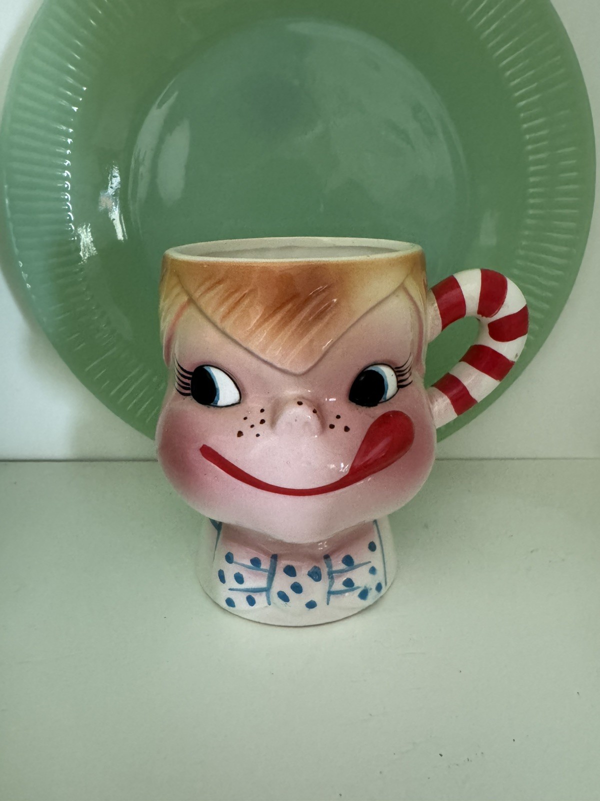 Vintage Yum-EE-Yum Anthropomorphic Ray Gee Milk Mug Japan MCM blue boy Kitsch