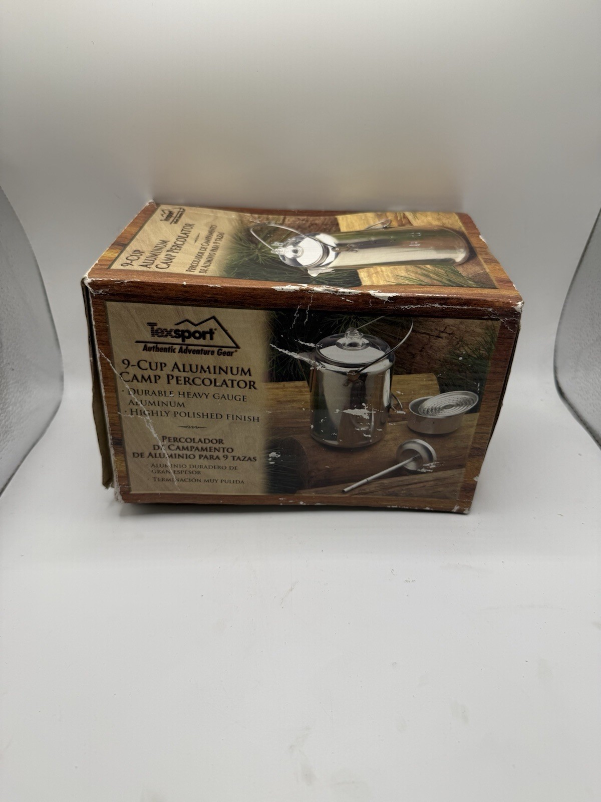 Vintage 9 Cup Aluminum Stovetop Coffee Percolator Pot Complete Camping