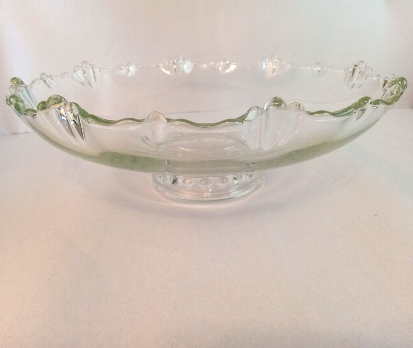 Indiana Glass Village Guild Clear Glass Footed Centerpiece Center Bowl 12