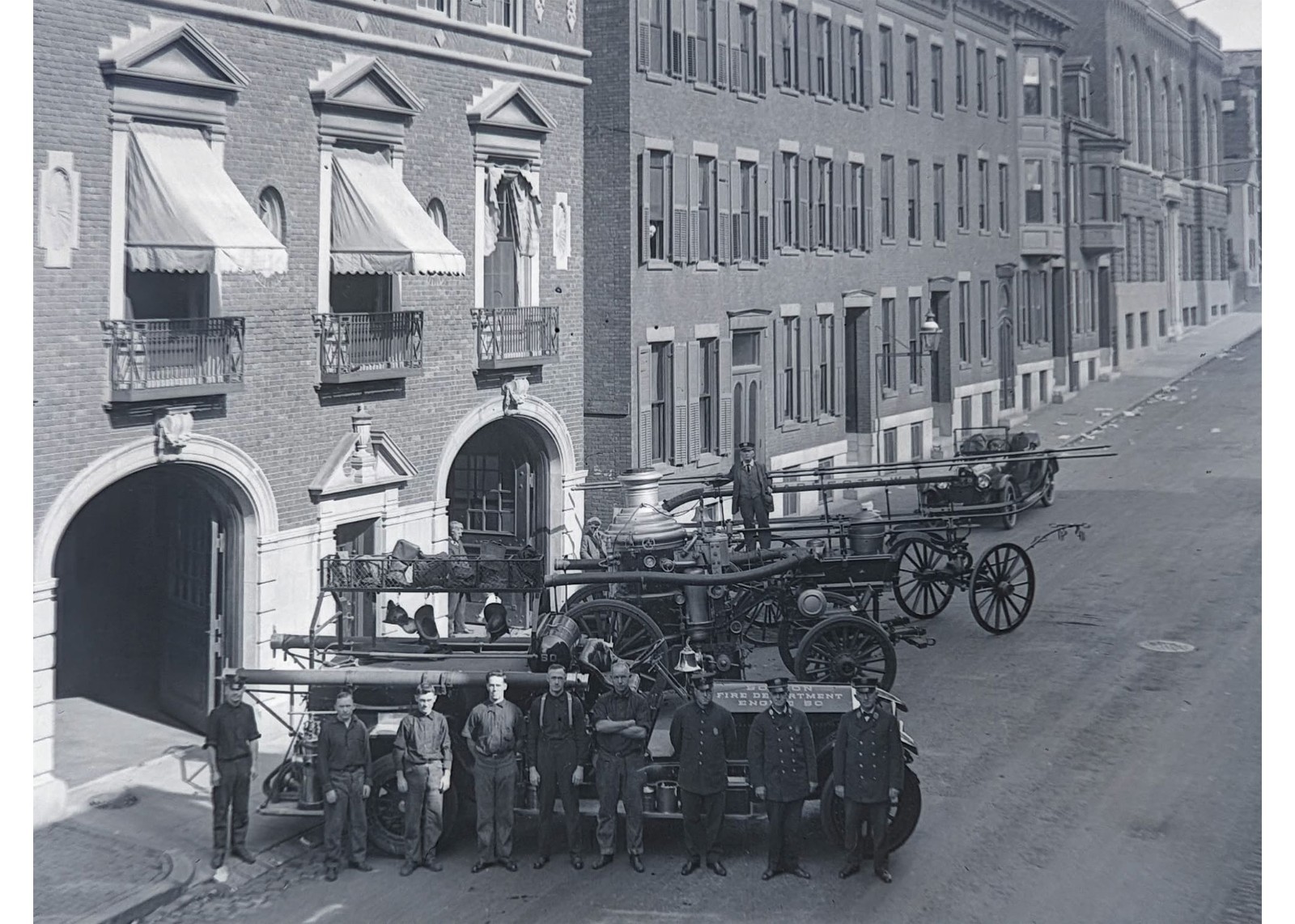 1921 Boston Fire Dept Engine 50 Charlestown Apparatus Glass Negative OOAK