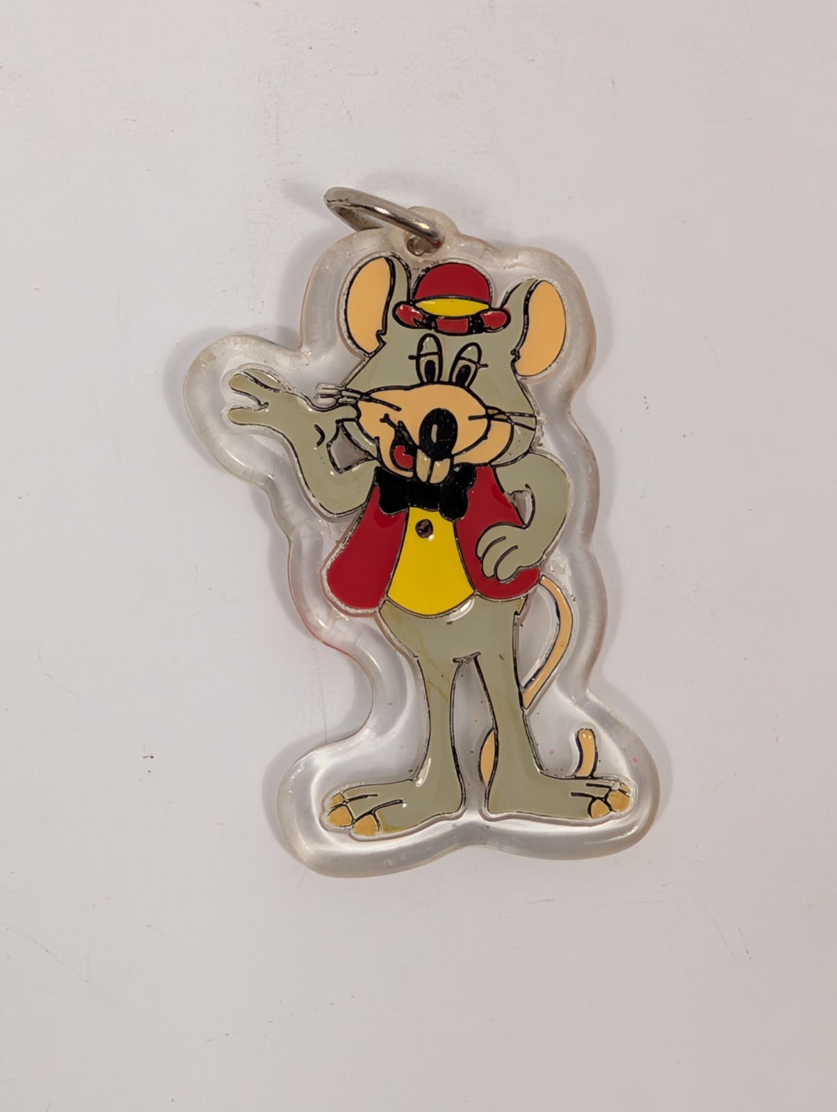 Vintage 1991 Chuck E Cheese Acrylic Keychain Tuxedo Retro ShowBiz Pizza MINT