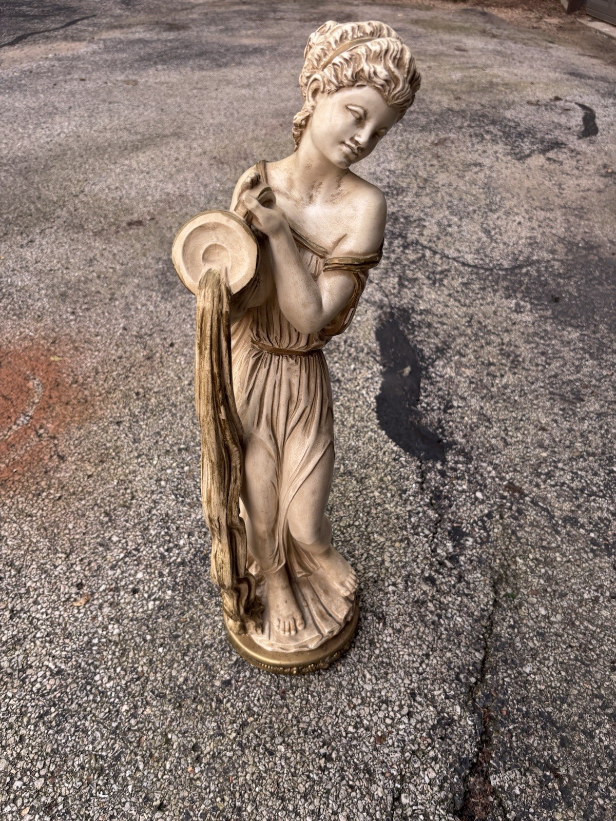 Vintage 1959 Universal Statuary Corp. Chalk Ware Statue Roman Woman 27”