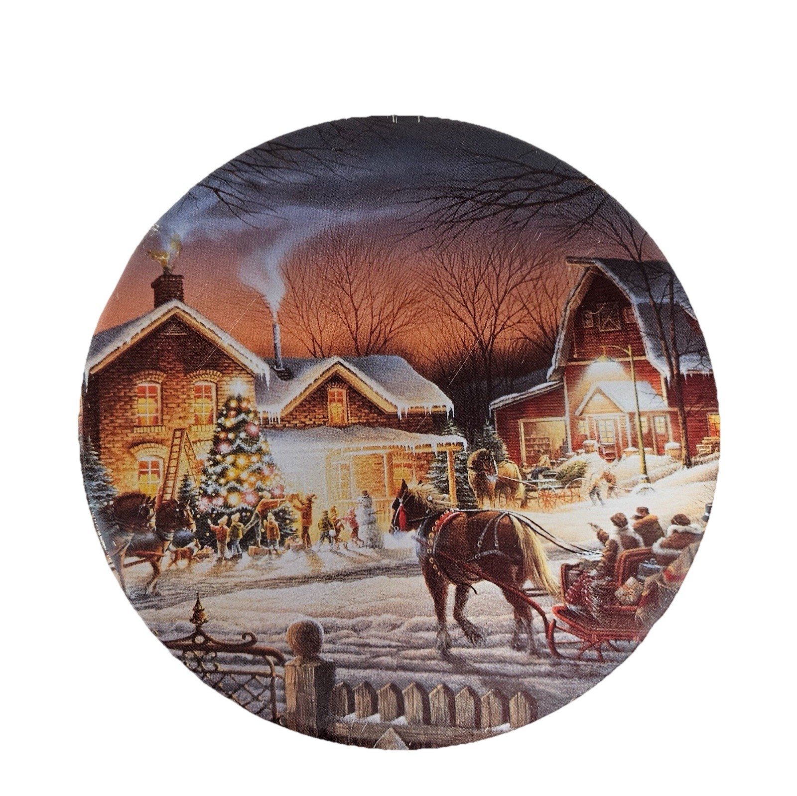 Vintage Schwan's Trimming the Tree by Terry Redlin Cookie Tin Container Empty