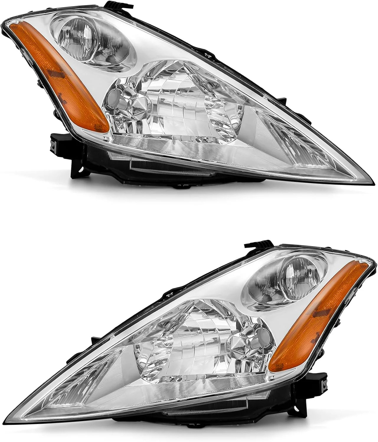 WEELMOTO Pair Headlights For 2003-2007 Nissan Murano Halogen Chrome Headlamps