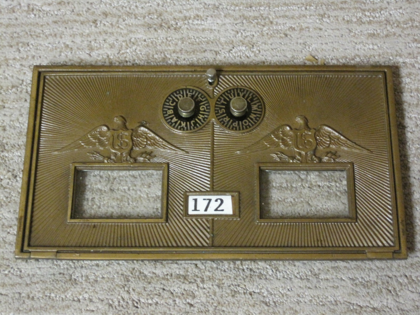 Corbin Brass Post Office Box Door 87-A US Flying Eagle Double Dial Mailbox READ