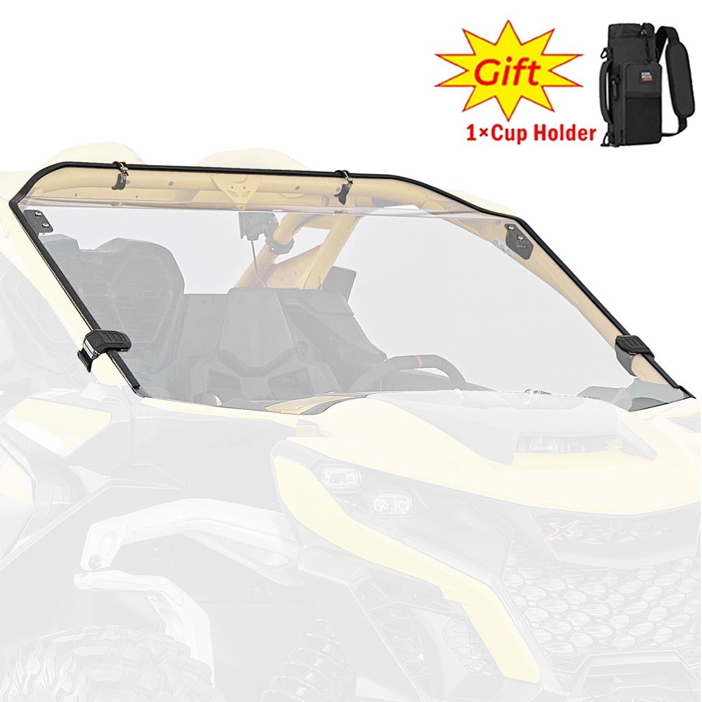 Kemimoto UTV Front Full Windshield PC Windscreen For CanAm Maverick R Max 2024+