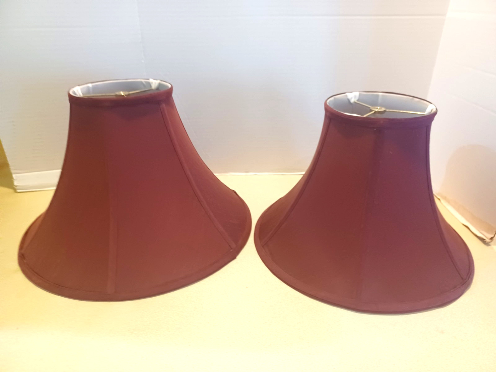 Pair STIFFEL  Burgundy Fabric Bell Lamp Shade 9-1/2