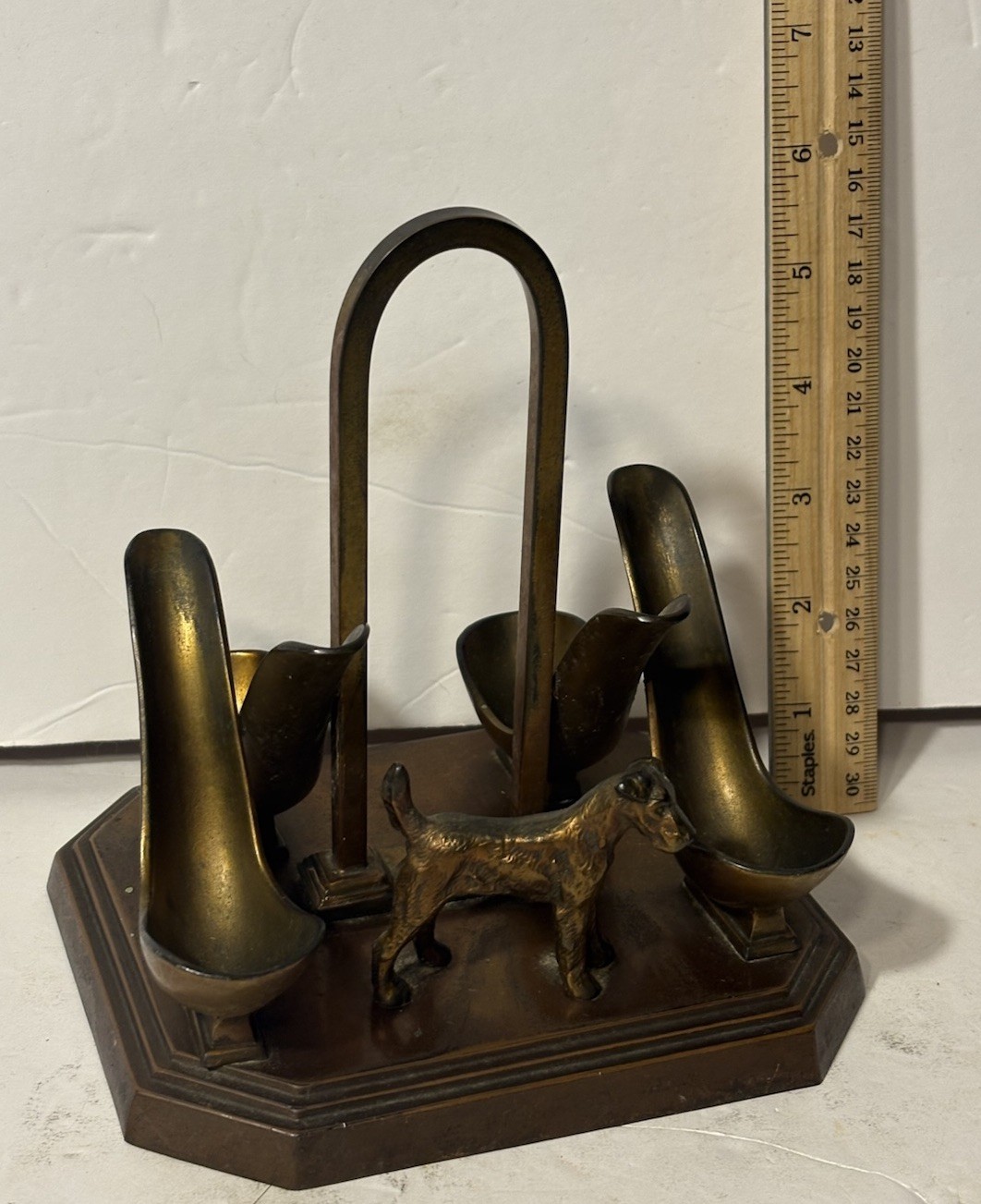 Vintage Art Deco Ronson Quadruple Tobacco Airedale Terrier Dog Pipe Stand Holder Vintage Art Deco Ronson Quadruple Tobacco Airedale Terrier Dog Pipe Stand Holder