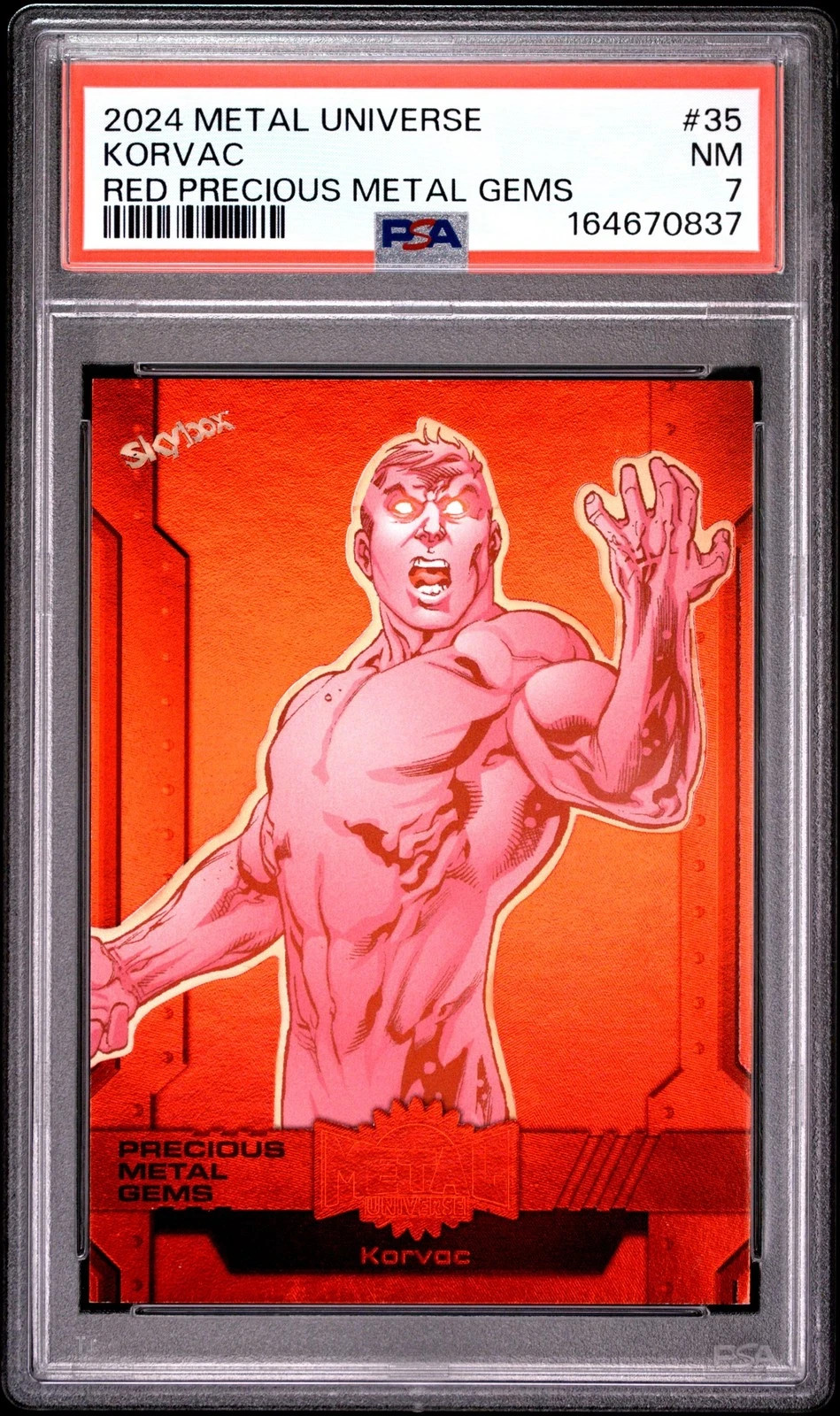 2024 SKYBOX METAL UNIVERSE AVENGERS RED PRECIOUS METAL GEMS KORVAC 26/100 PSA 7