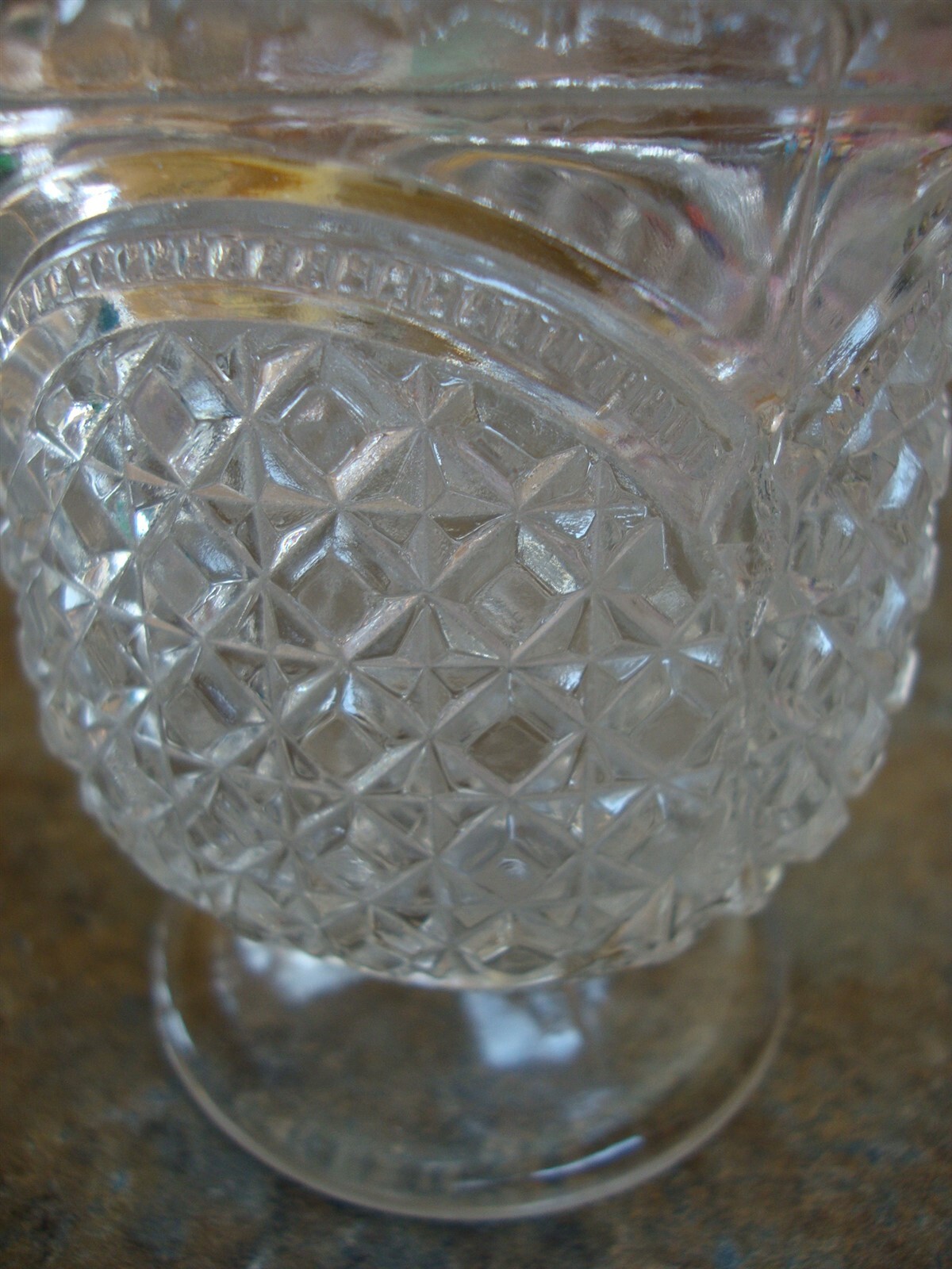 FOOTED DISH Clear Glass CUT OUT DESIGN 4\