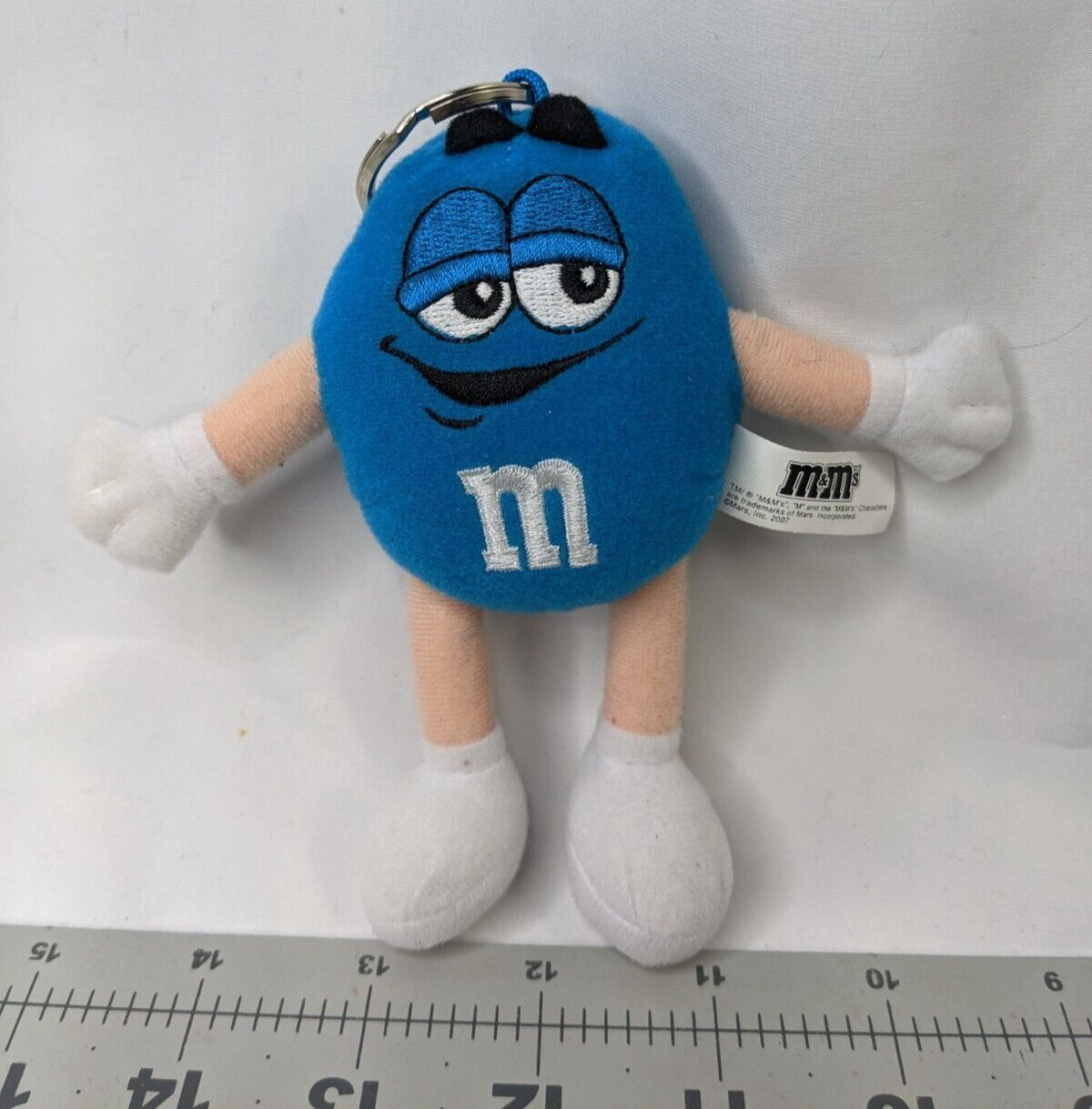 Blue M&M Plush Keyring Clip On 5 Inch Stuffed Toy