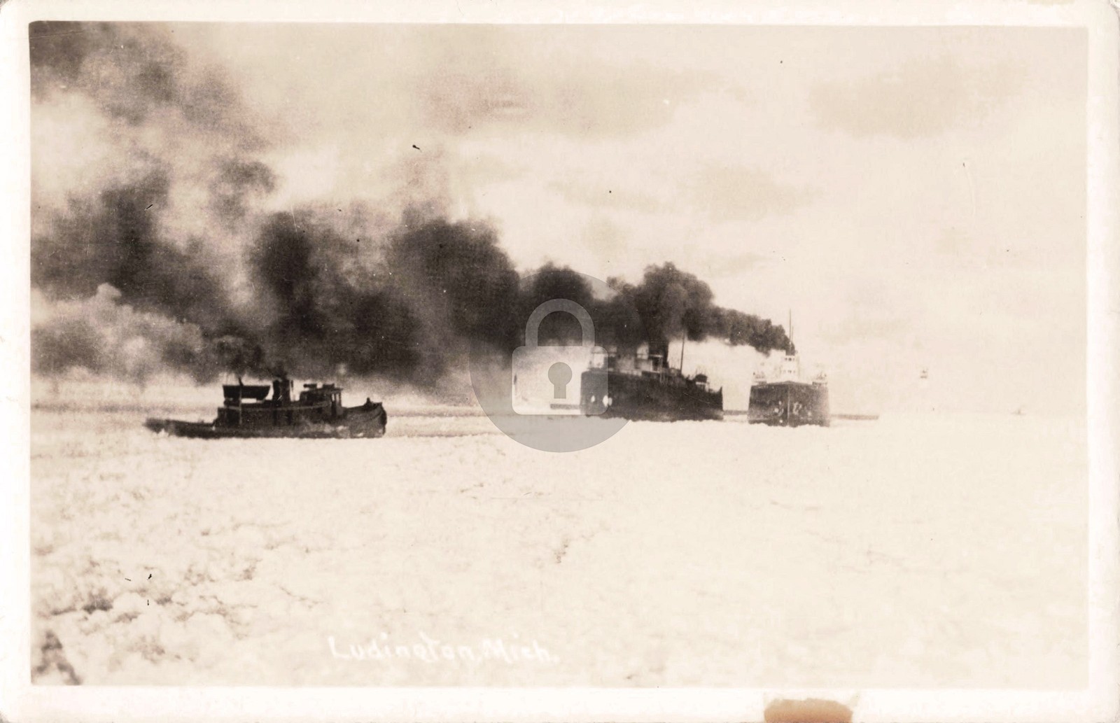 Boats on the Water, Ludington MI Michigan RPPC Photo Postcard COPY