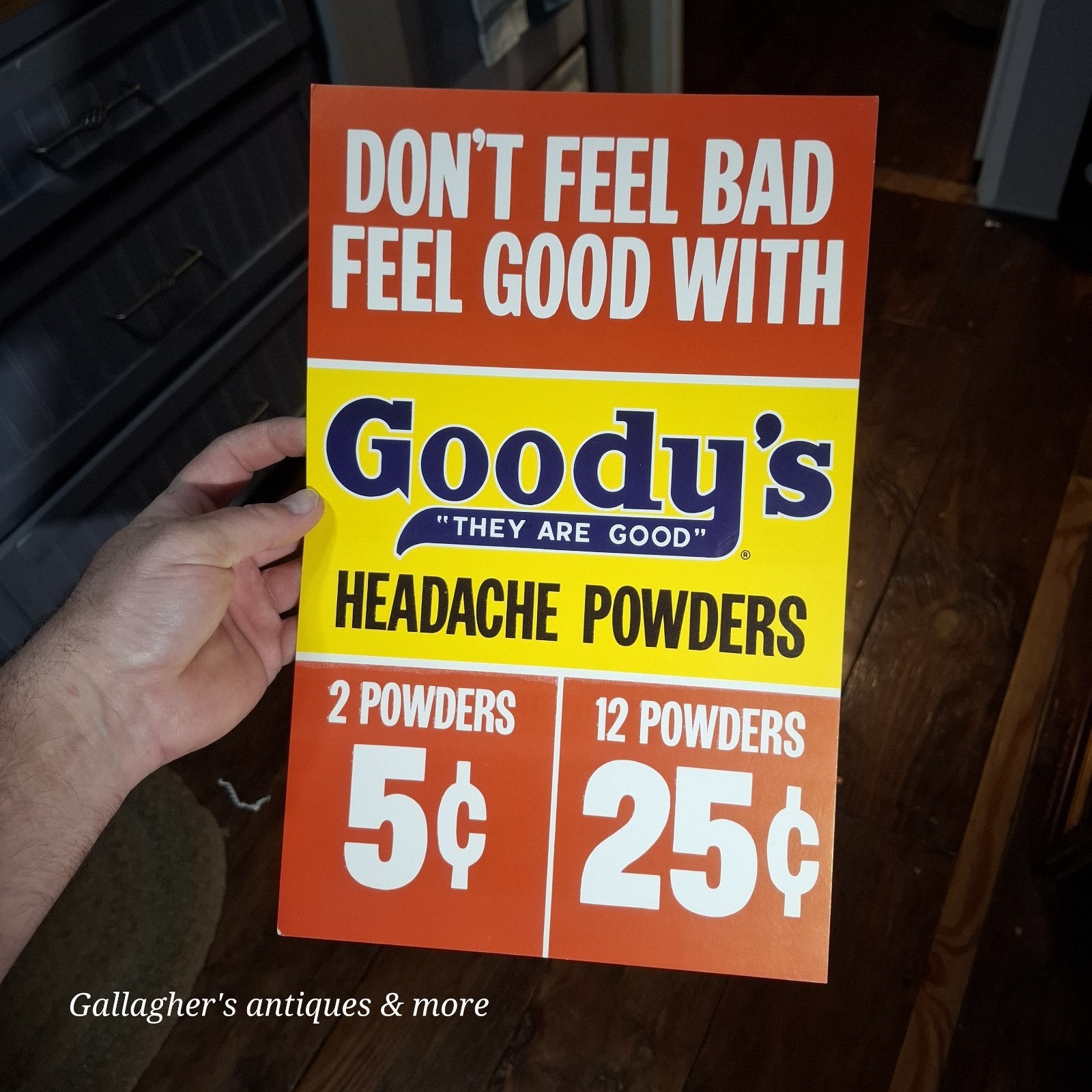 9x14 Vintage Goody’s Powders Advertisement Poster Card stock Store display Sign 