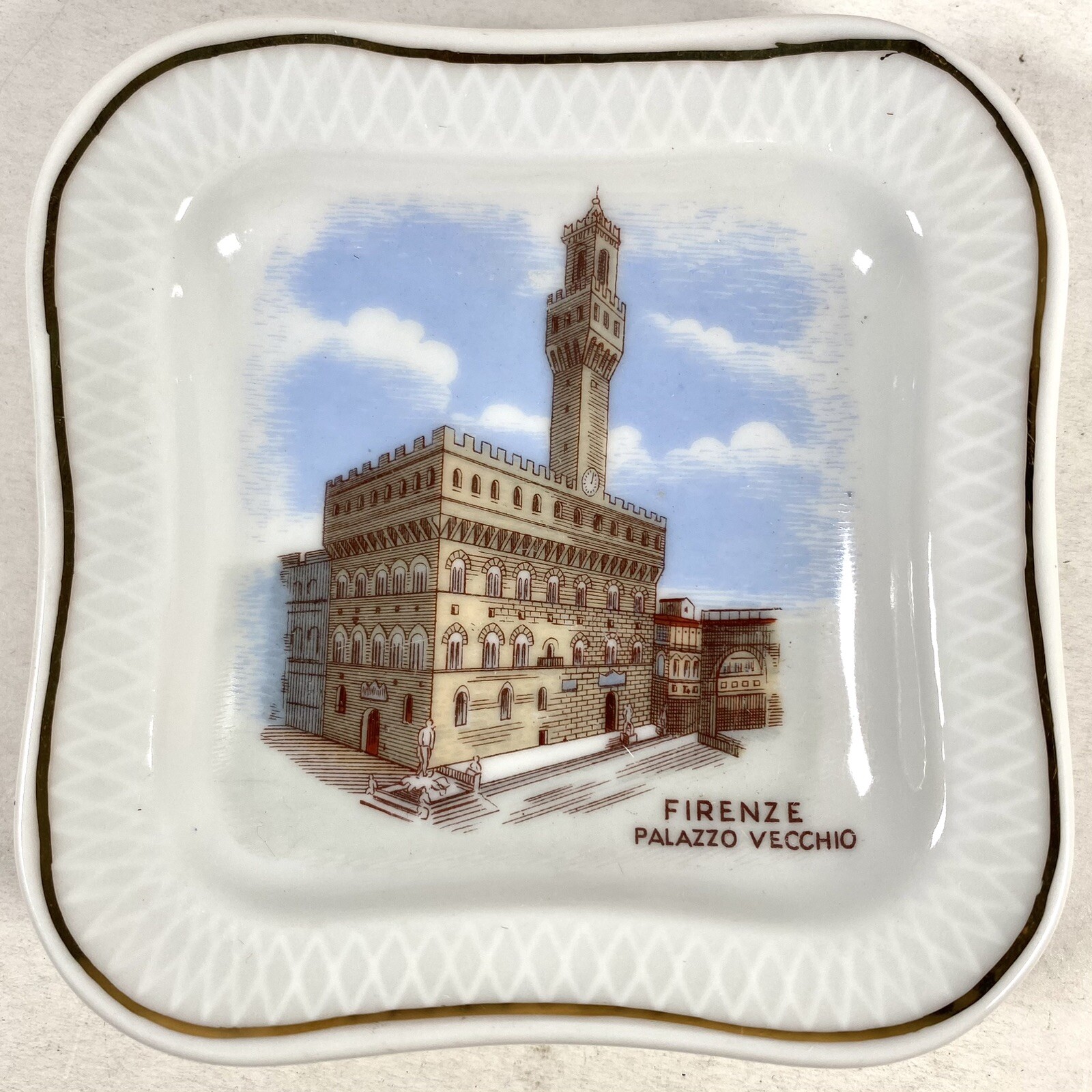 Firenze Palazzo Vecchio Vintage Souvenir Trinket Ashtray Dish Svisse Langenthal