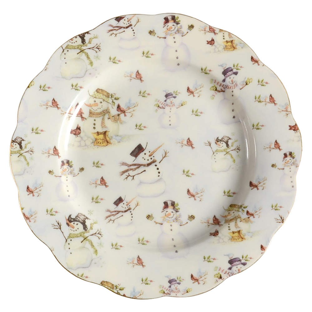 Coastline Imports Snowman Cream Salad Dessert Plate 7369527