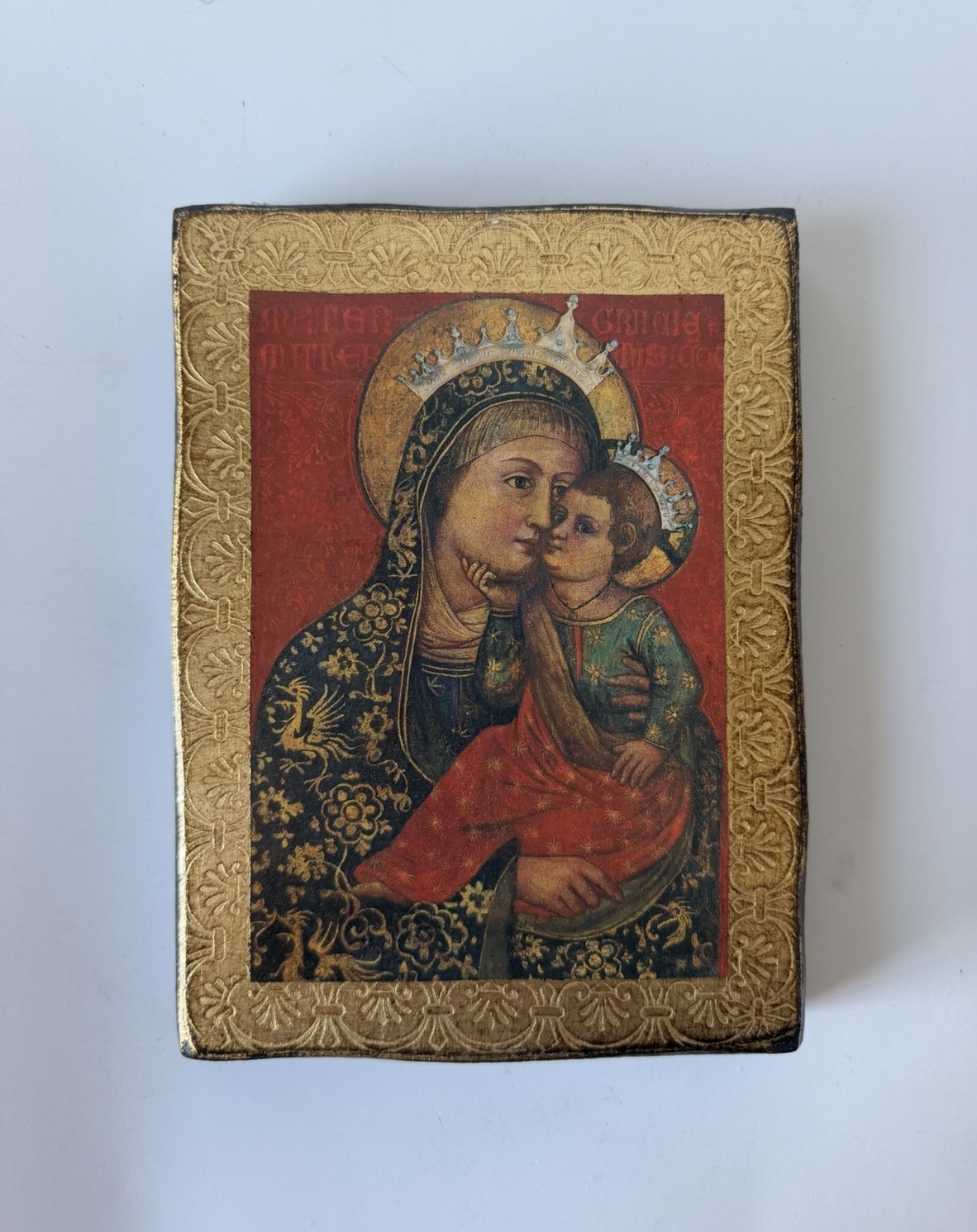 Vintage Italian Icon Madonna & Child Gold Leaf