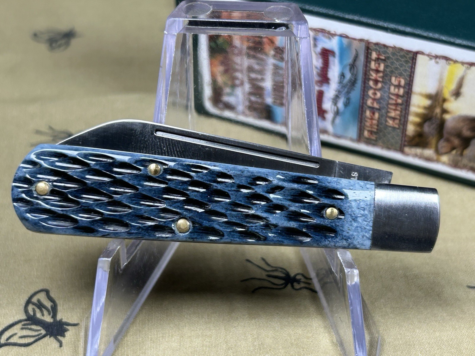 Beaver Falls Cutlery Blue Jigged Bone Pocket Knife - 2023 Winchester OH