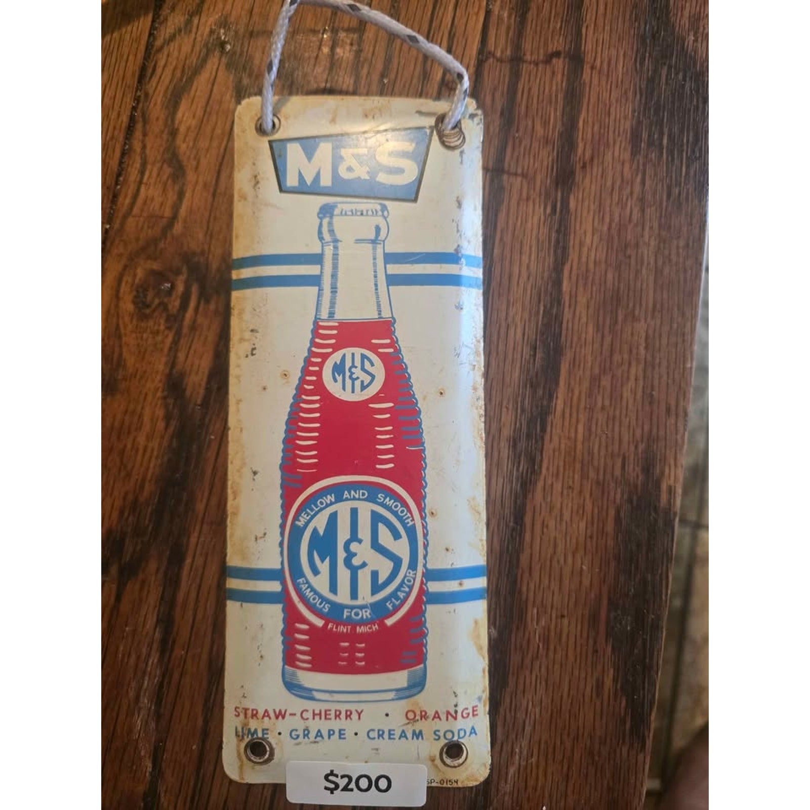 Vintage M&S “Mellow & Smooth” Soda Advertising Sign – Flint Michigan