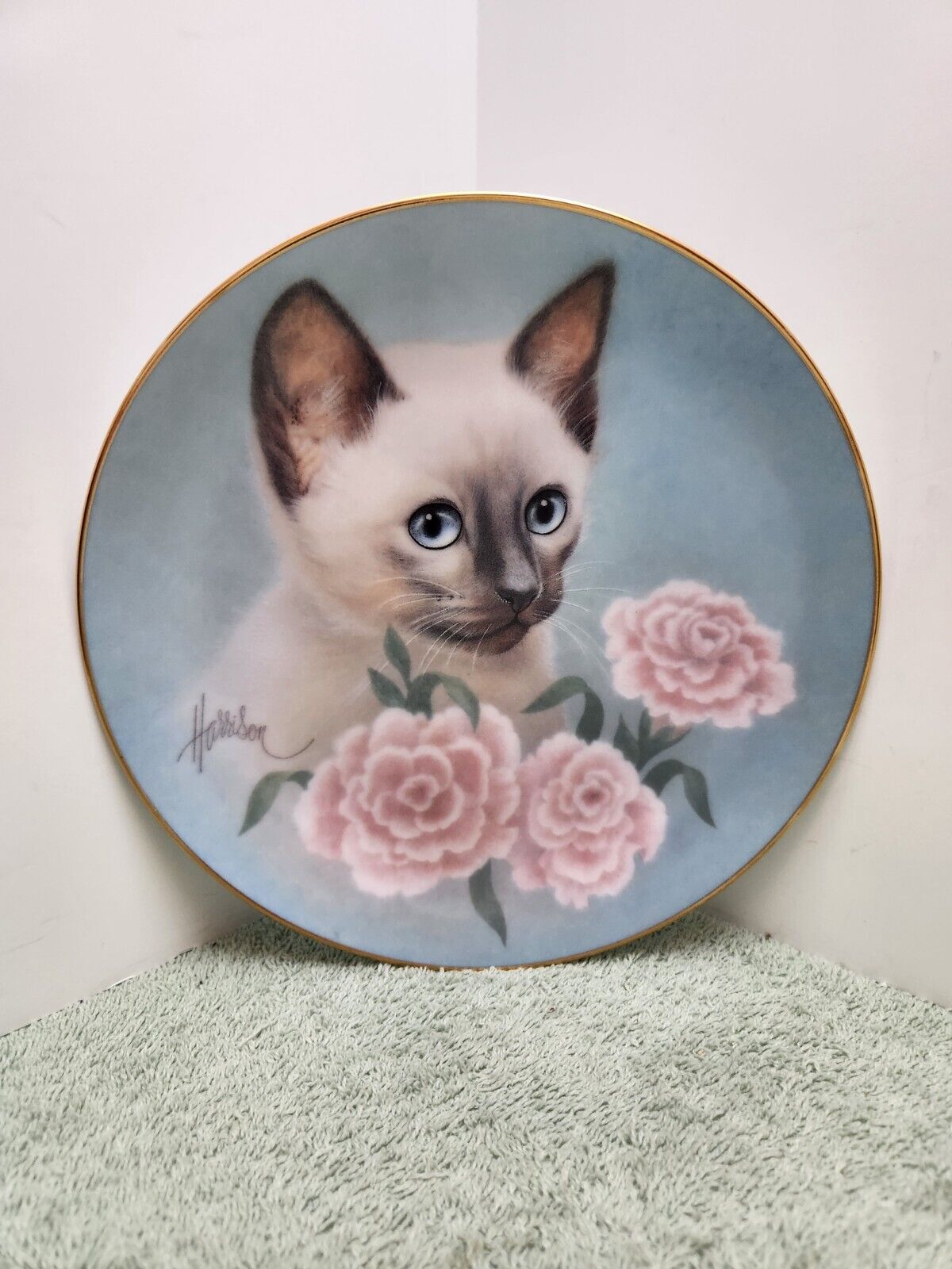 Siamese Summer Cat Plate Petals and Purrs Collection Bob Harrison 1988