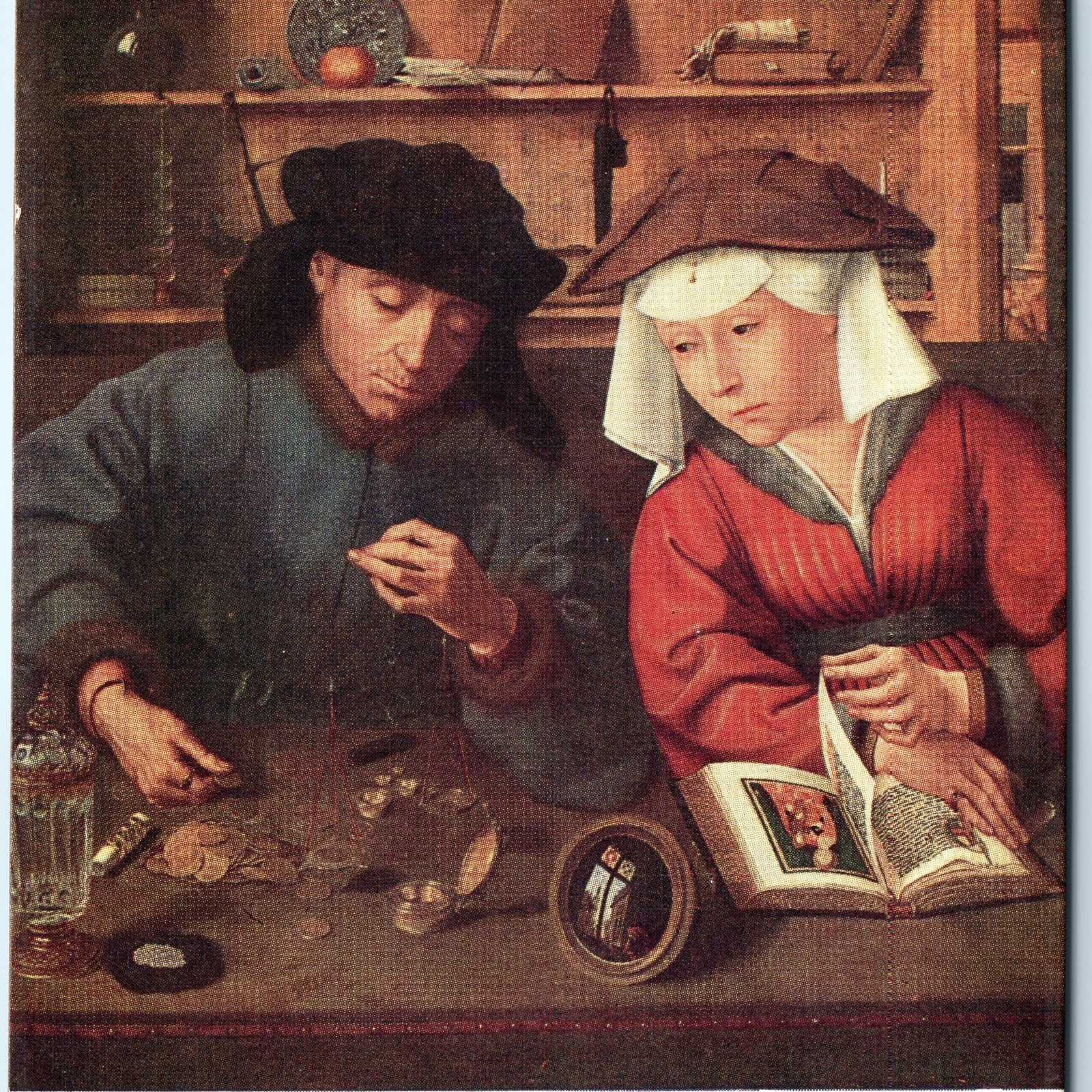c1910s Brussels Belgium The Banker and His Wife Painting Quentin Matsys Art A345