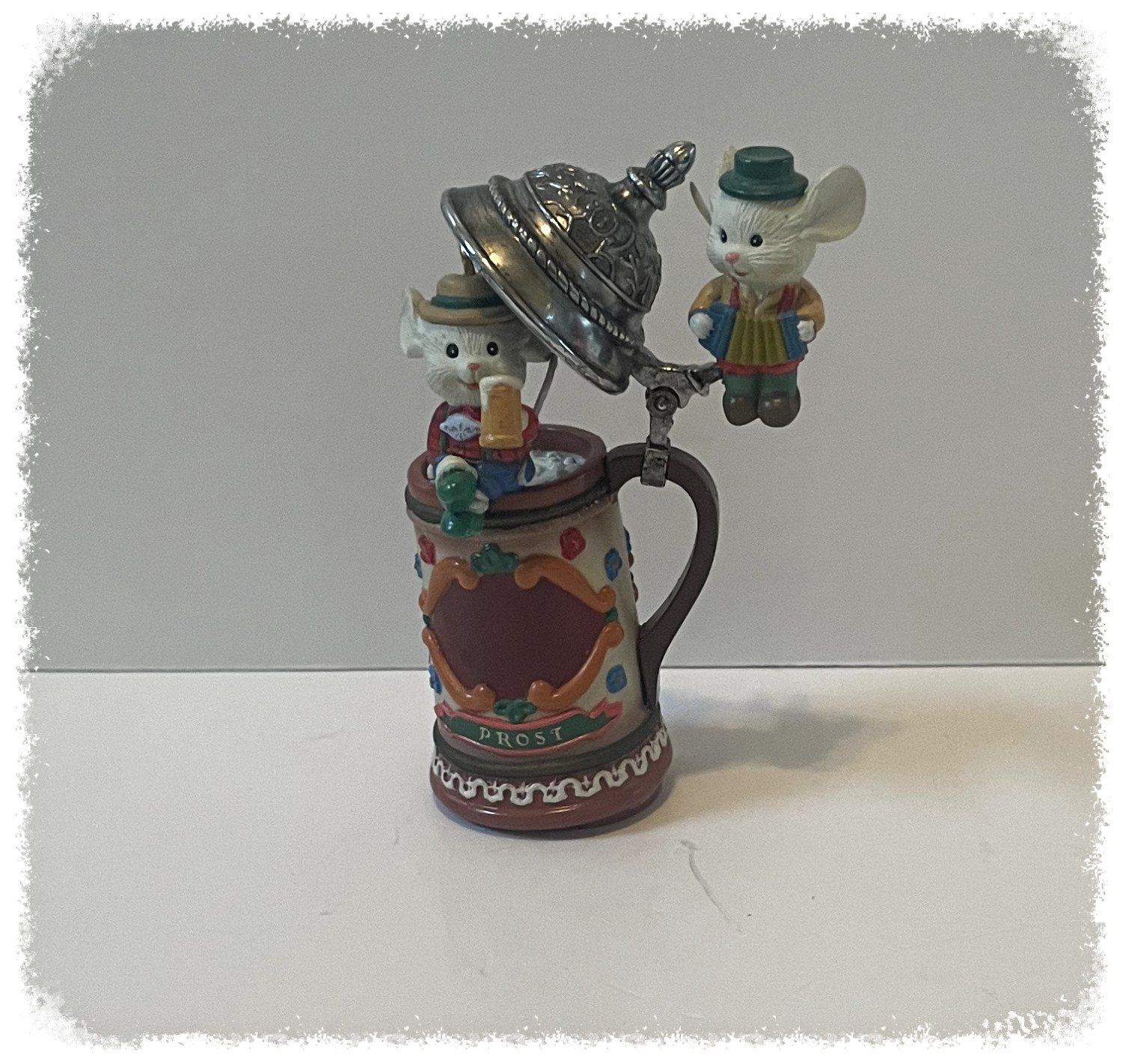 Vintage Enesco Guten Cheers 1992 Mouse Ornament Holiday Cheers 1st w/ Box