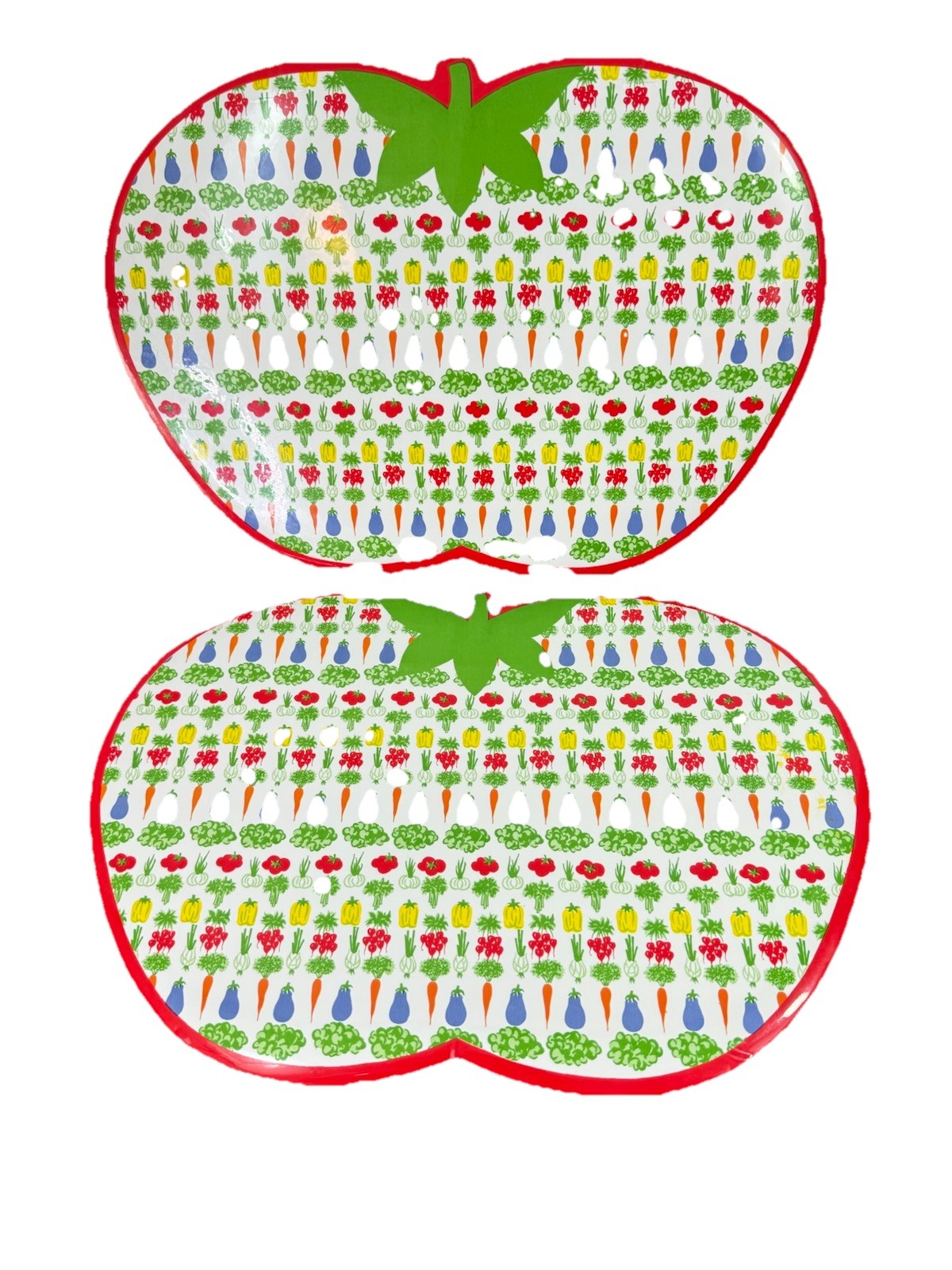 2 Vintage Vinyl Kids Veggie Placemats Tomato Shaped 1980\'s Glossy 12\