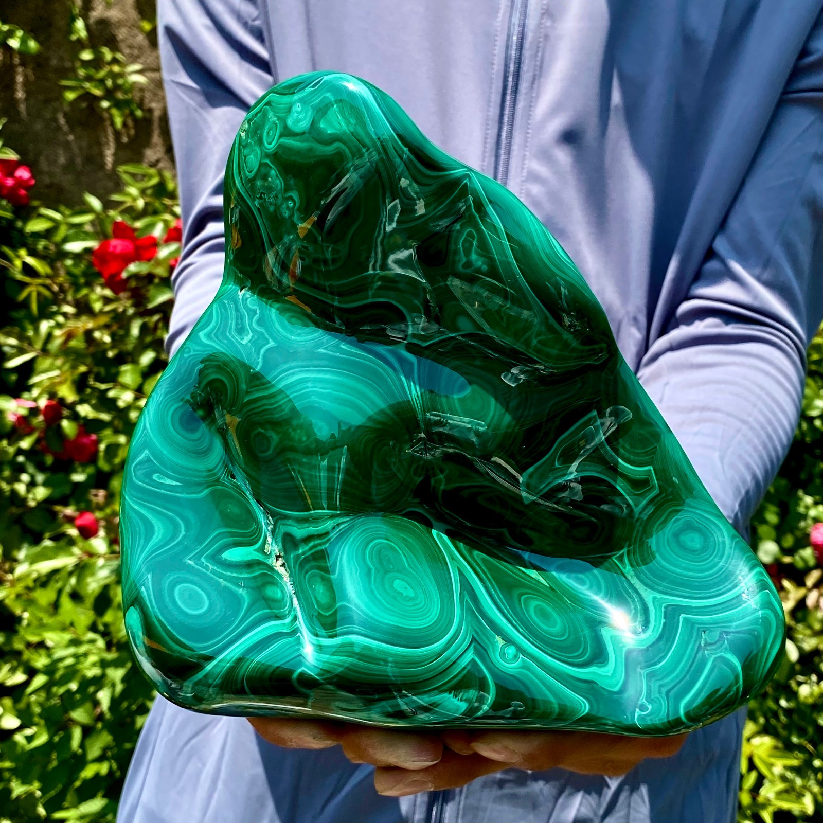 4.4LB Natural glossy Malachite egg transparent cluster rough mineral sample