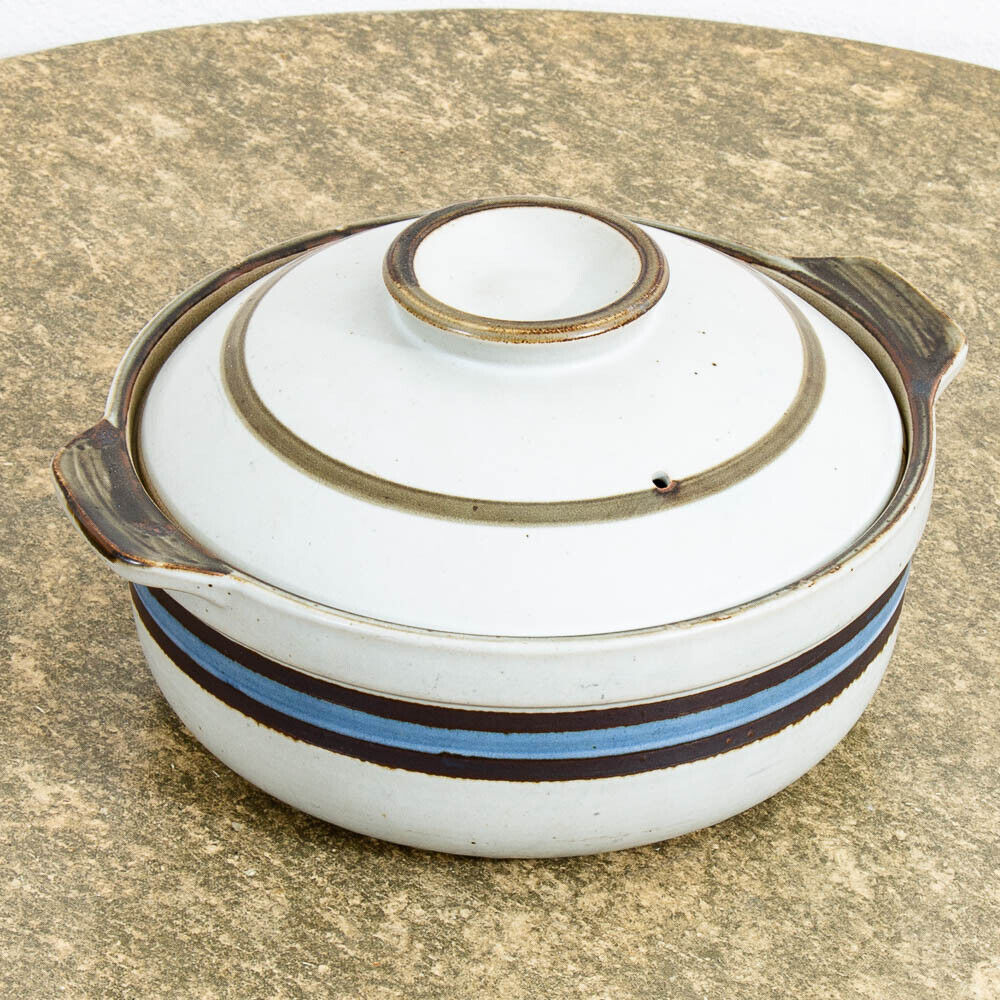 Mid Century Modern Vintage Japanese Ceramic Donabe Hot Pot Handmade Cookware