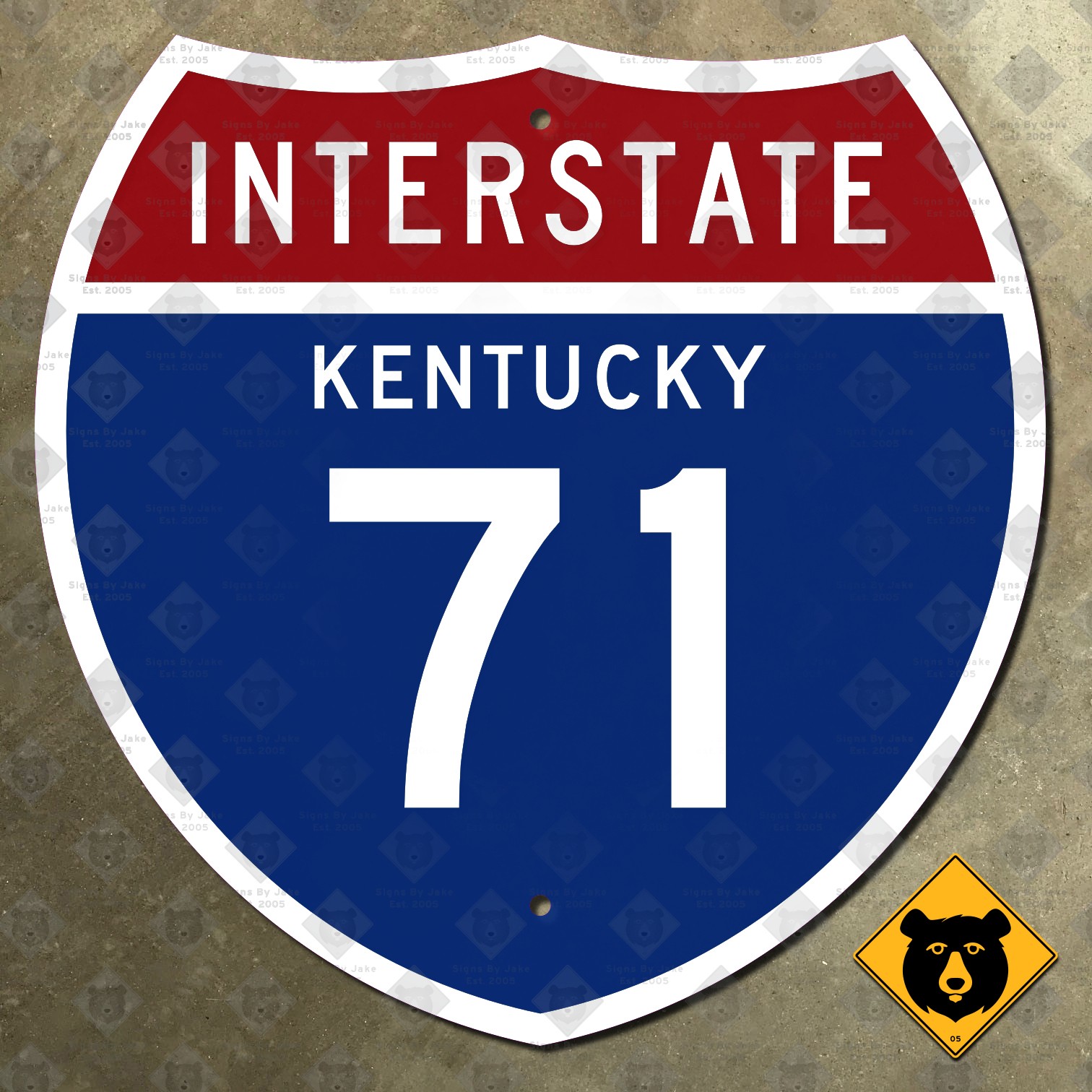 Kentucky Interstate 71 highway route marker road sign 1957 Louisville 18x18