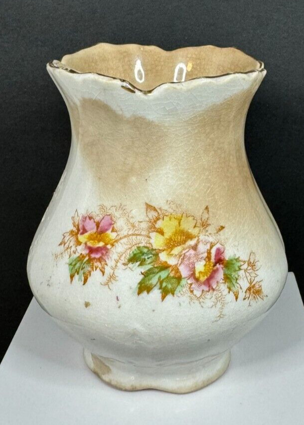 Antique Chester Floral Vase Trimmed in Gold   