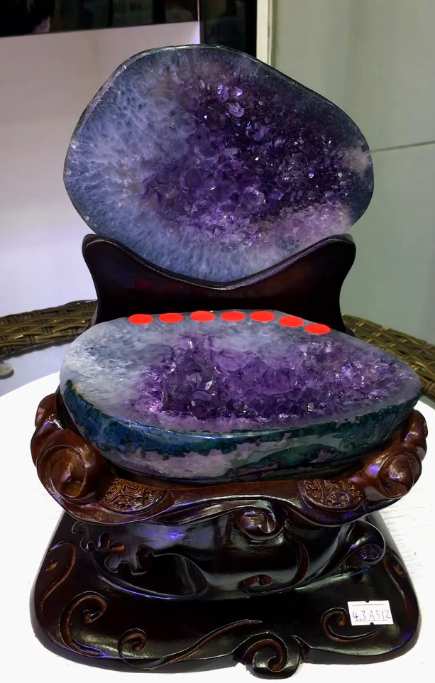 9.48LB Natural Agate Treasure Basin Quartz Geode Crystal reiki decor+stand