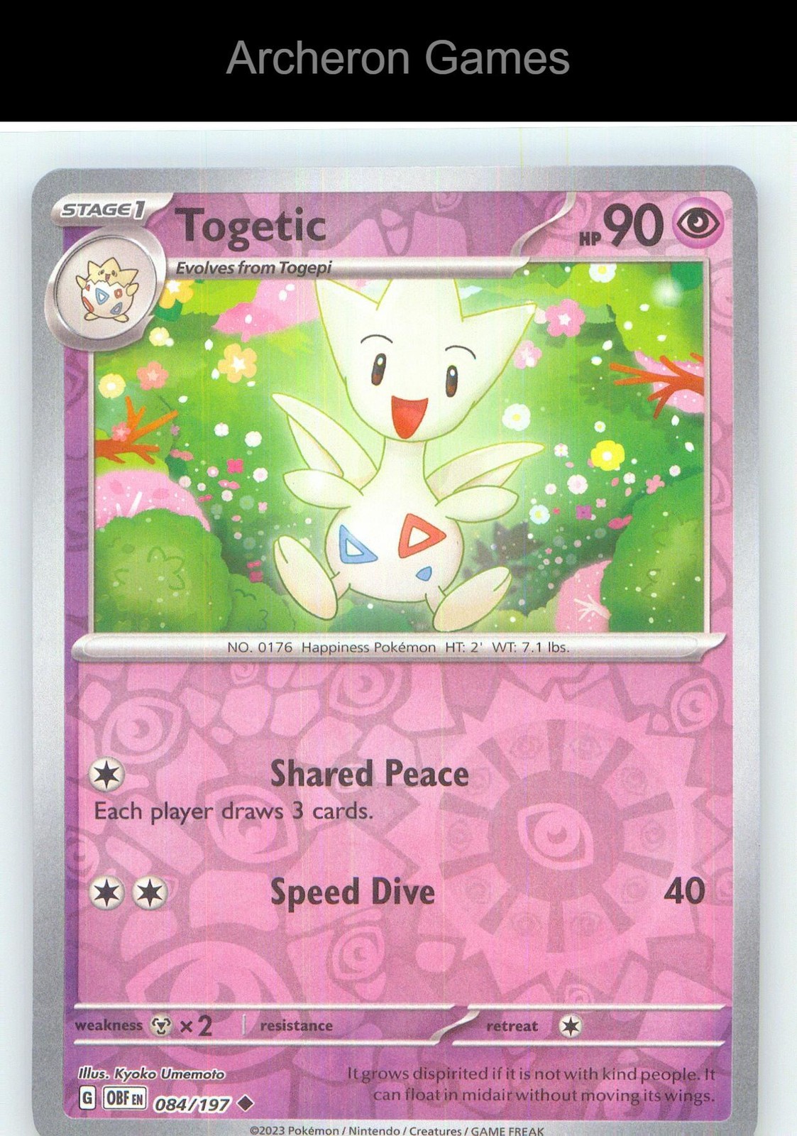 Pokemon Card Togetic OBF 084/197 UC Obsidian Flames Reverse Holo