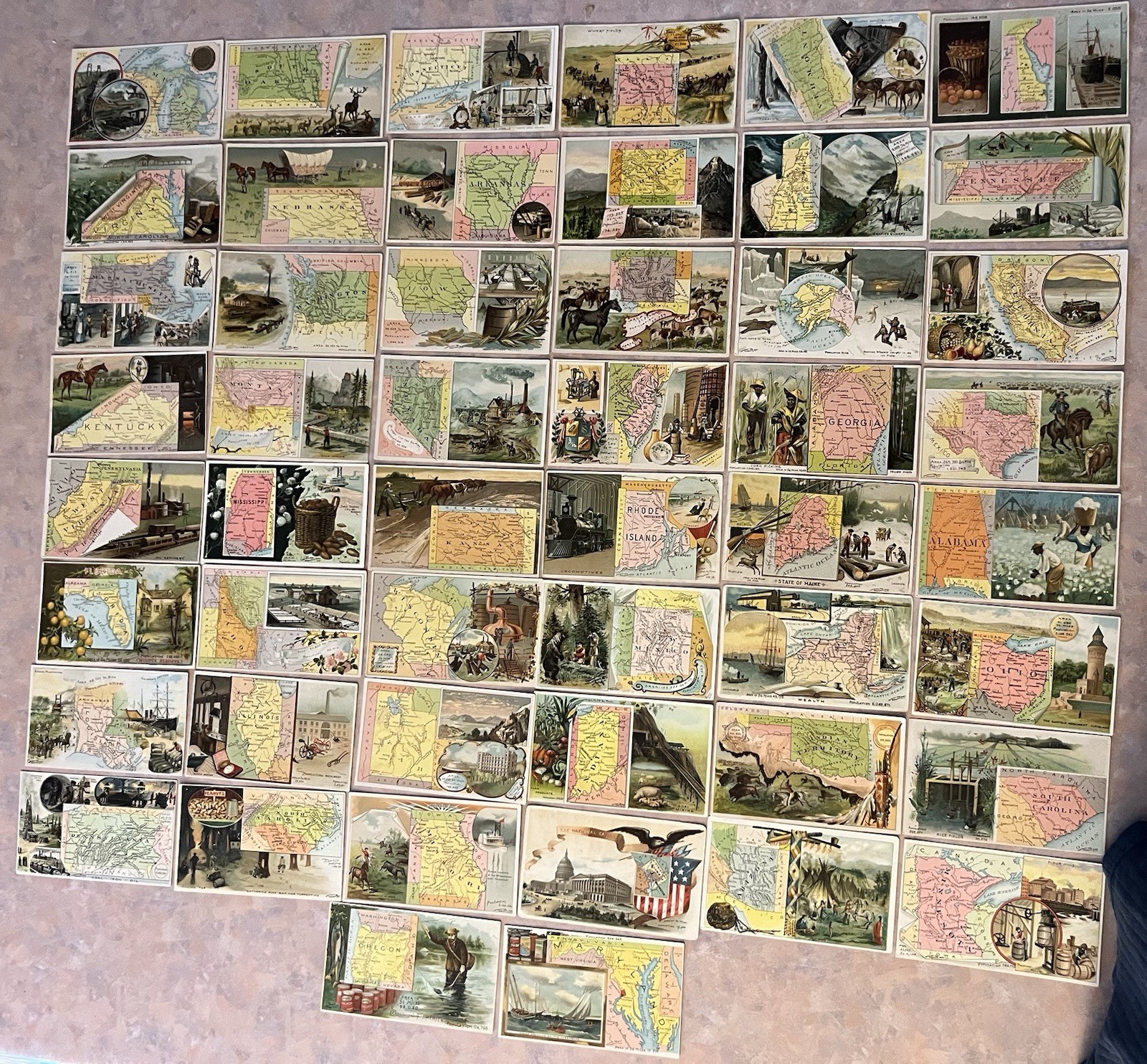 LOT of 50 ARBUCKLE BROTHERS COFFEE TRADING CARDS MAPS OF STATES AND TERRITORIES