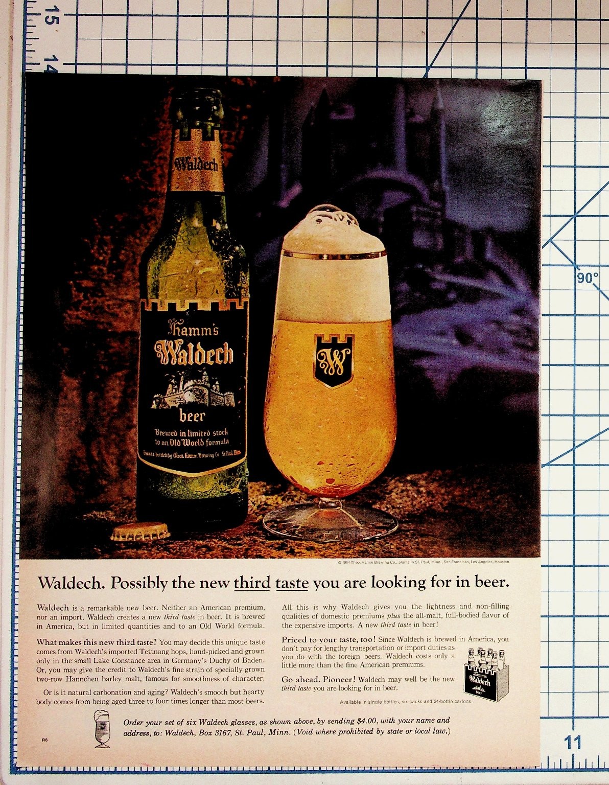 1964 Hamm\'s Waldech Beer Vintage Magazine Ad German Hops St. Paul MN