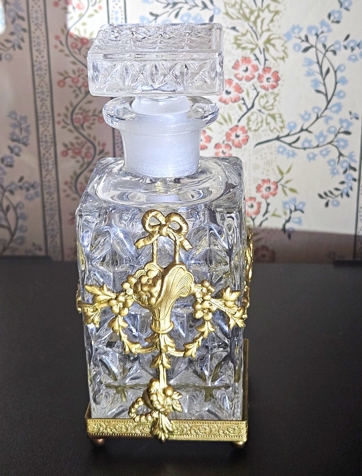Vintage French Ormolu And Crystal Perfume Bottle Made 1940s-1960s