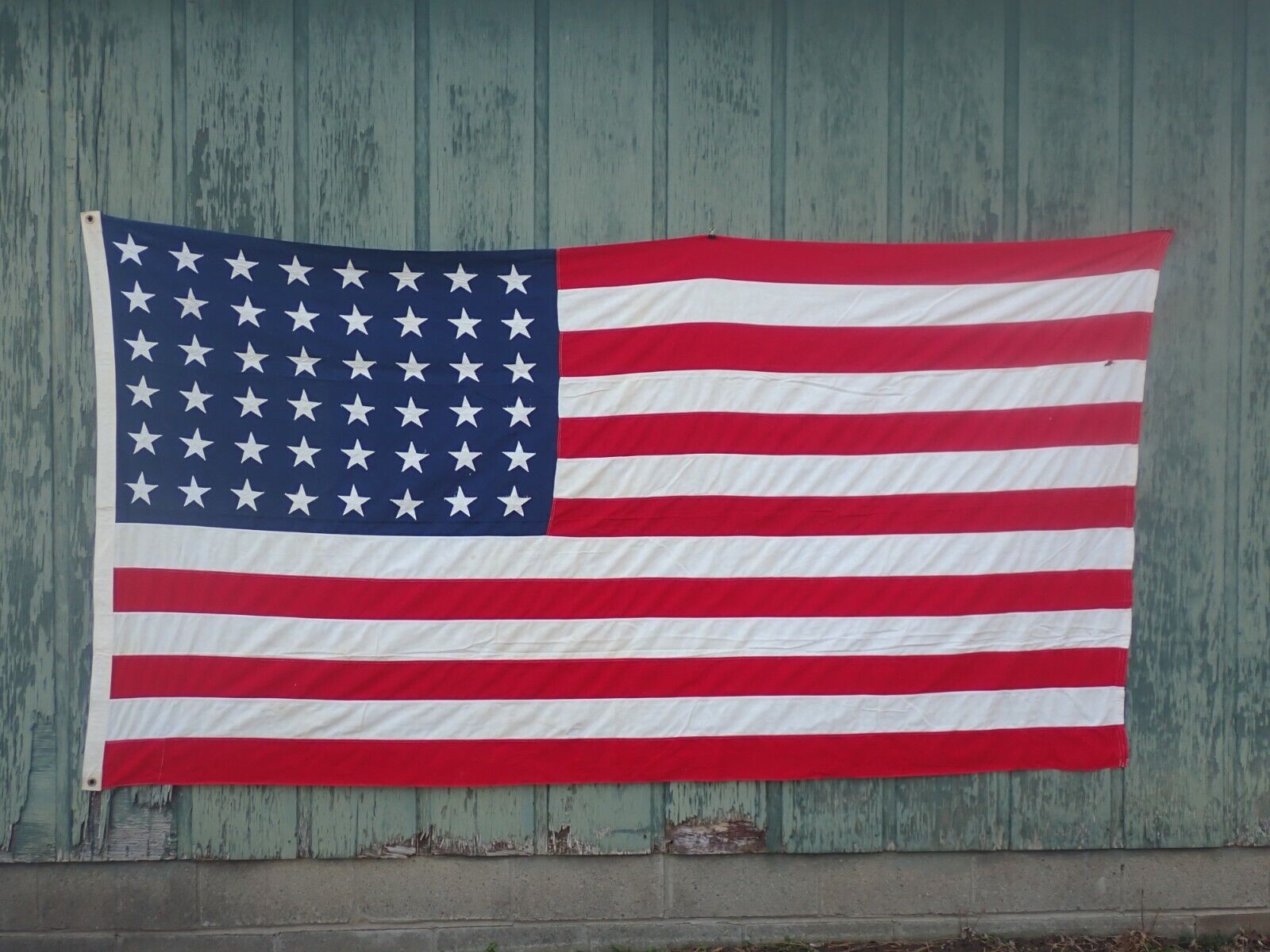 VINTAGE AMERICAN FLAG 48 Star 5\' x 9\' US SEWN Cotton WW II Casket Flag