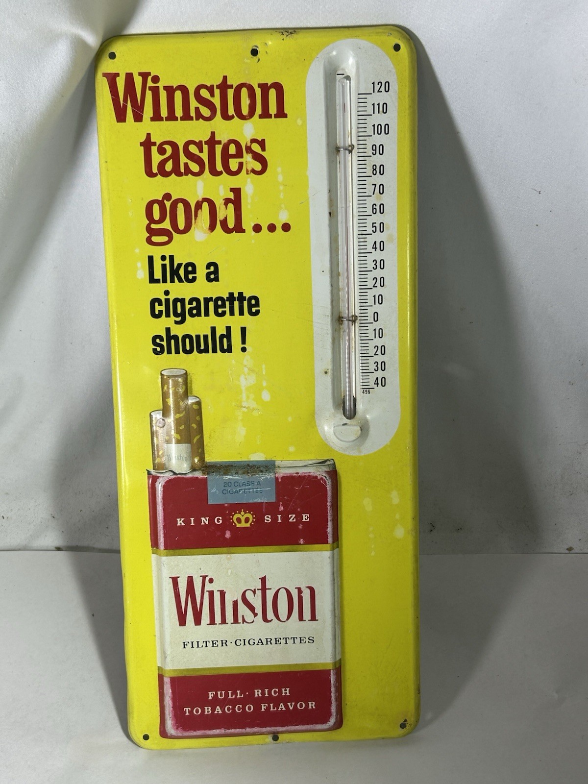 Vintage Winston Tastes Good Cigarette Advertising Thermometer Sign Collectible