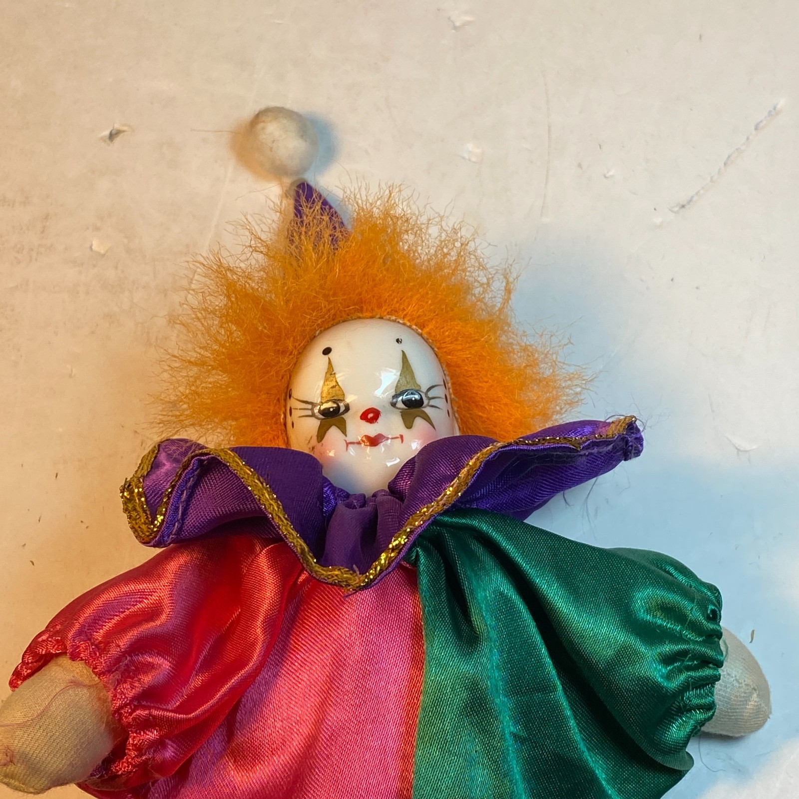 Vintage Collectible Circus Clown Doll Porcelain Head Artmark Chicago Décor 9\