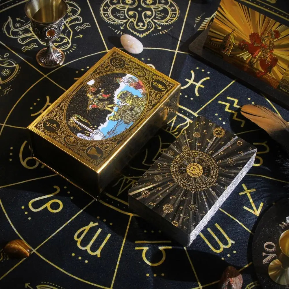 Classic Panoramic Rider Waite Tarot Cards Waterproof PET Plastic with Gold Foil