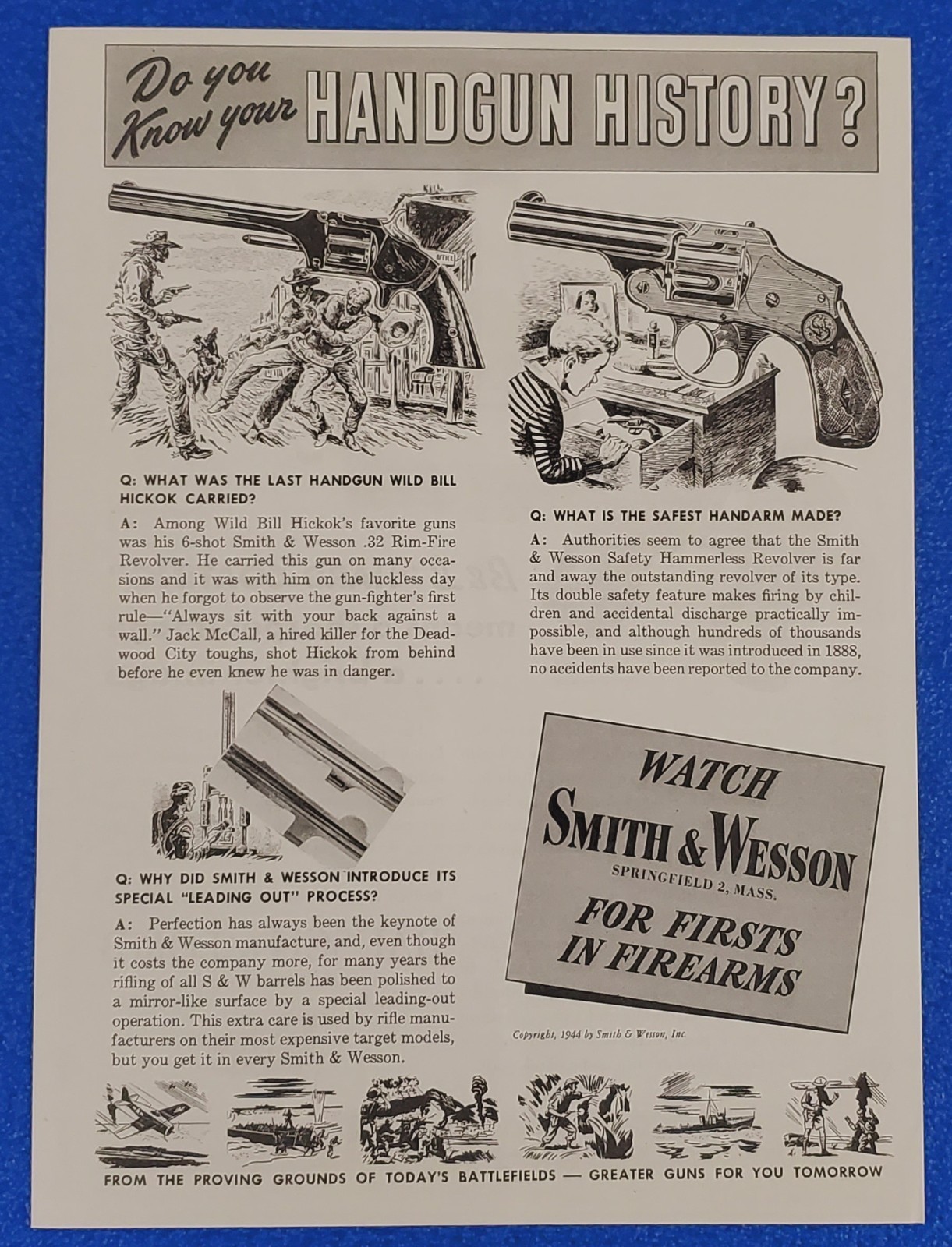 1944 Antique Smith Wesson Handgun Wild Bill Hickok Safety Hammerless Revolver Ad 1944 Antique Smith Wesson Handgun Wild Bill Hickok Safety Hammerless Revolver Ad