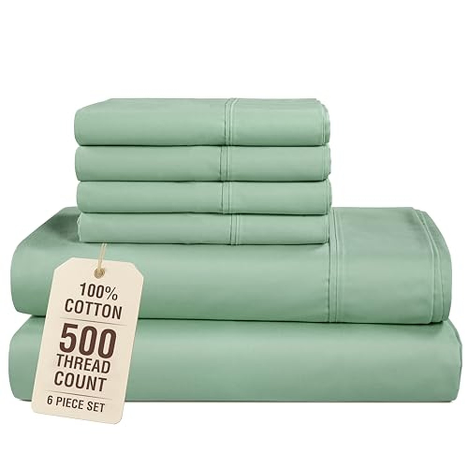 Casa Platino 100% Cotton Sheets King, 6 Piece Bed Set with 500 Thread Count S...