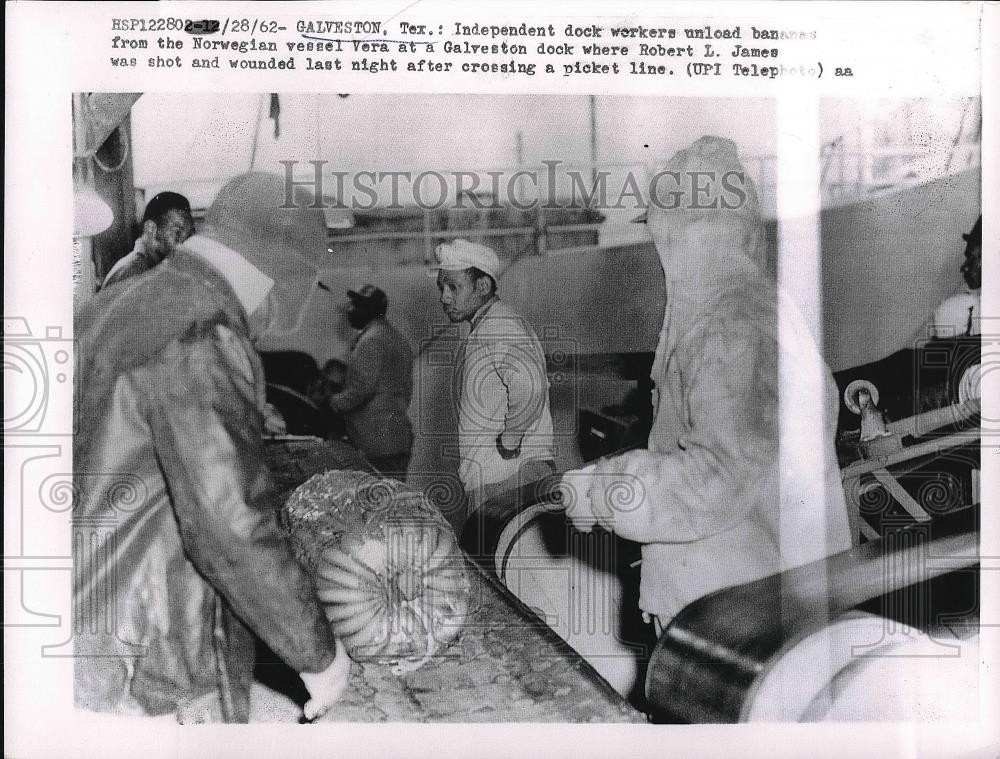 1962 Press Photo Gavelston Texas Independent Dock workers - nea61351