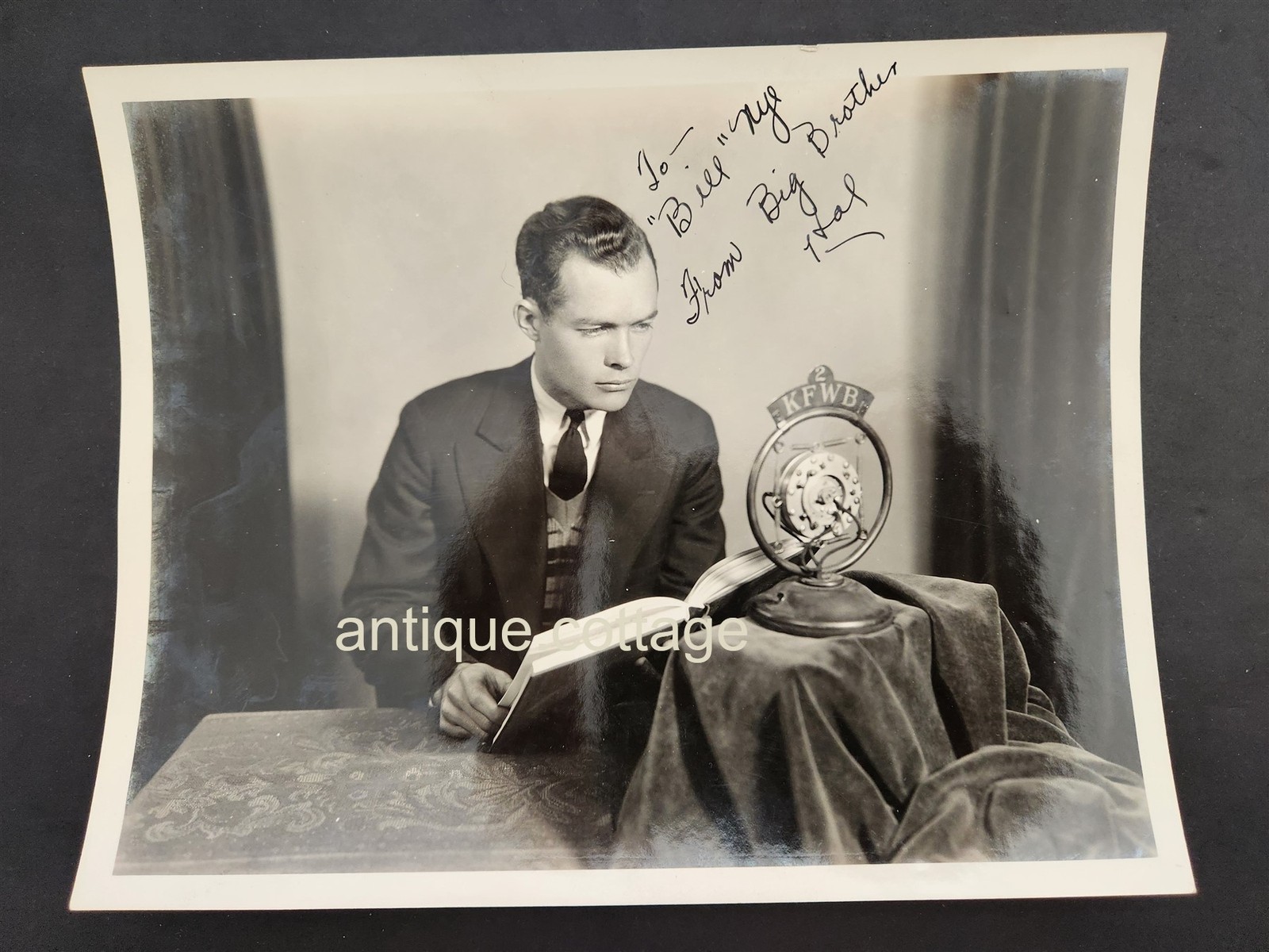 vintage WARNER BROS PHOTO signed KFWB radio BIG BROTHER HAL harold 